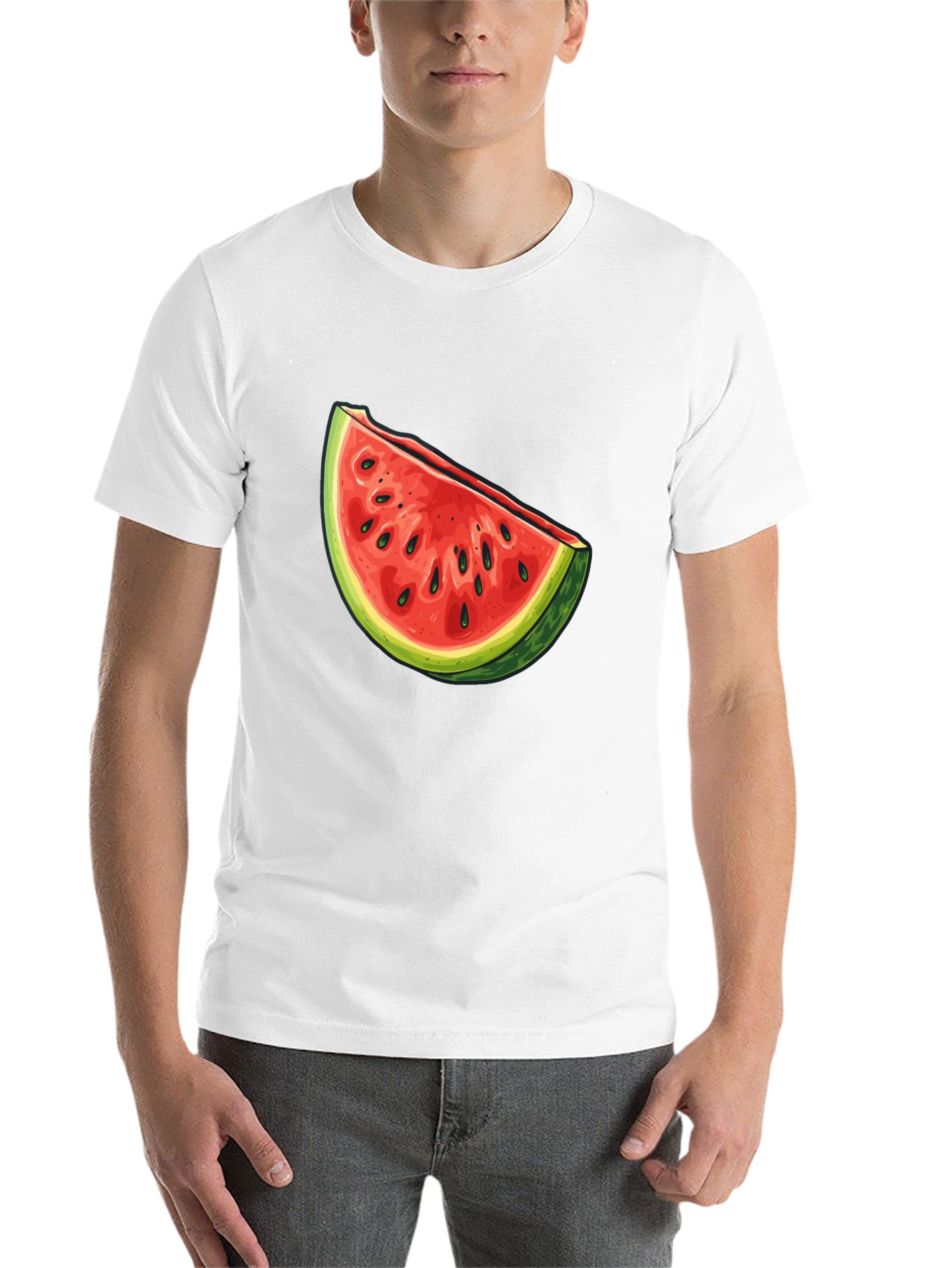 Black Watermelon Slice Graphic Tee - Unisex Casual Shirt view 14