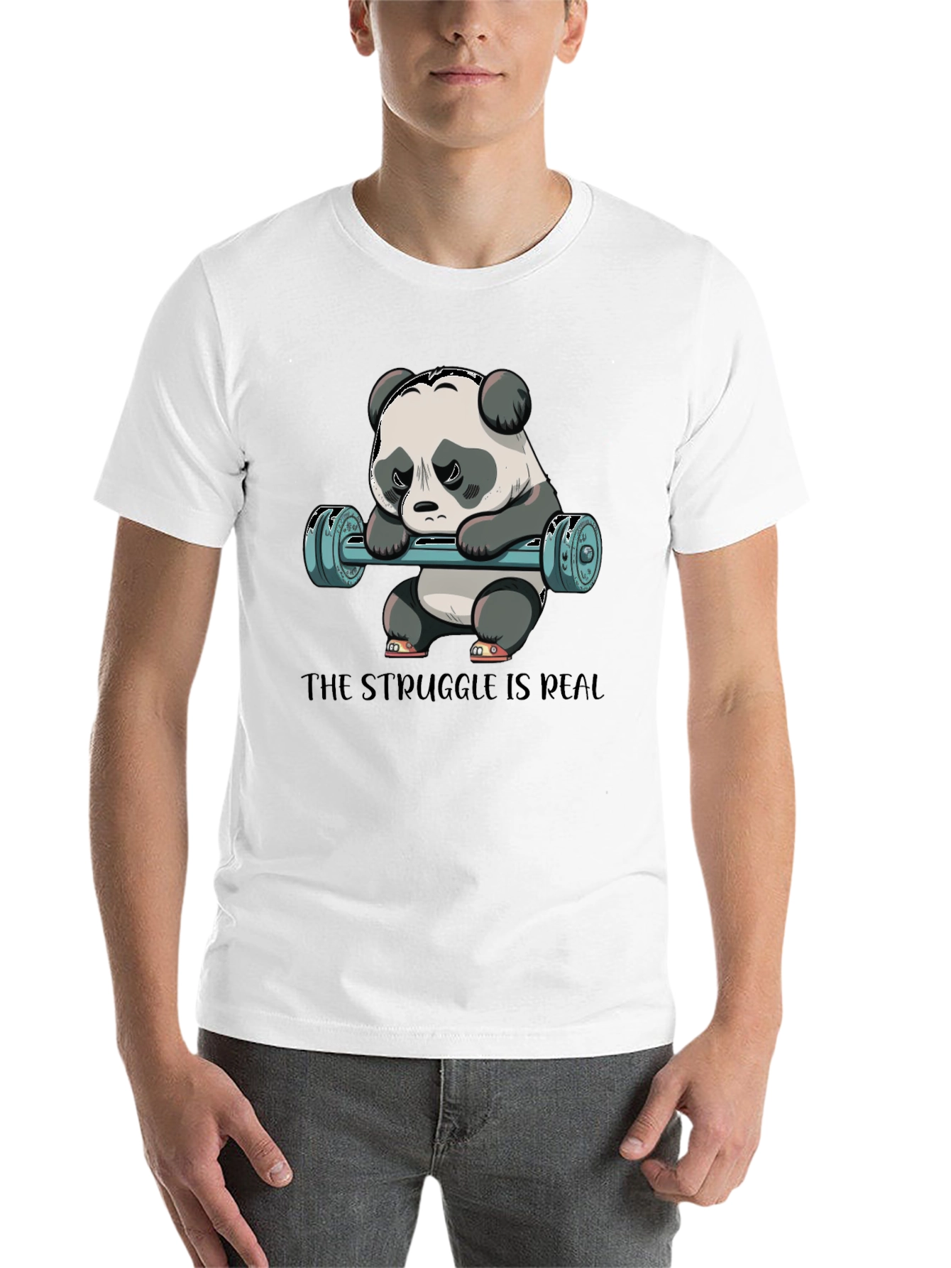 Black Struggle is Real Panda Workout T-Shirt view 14