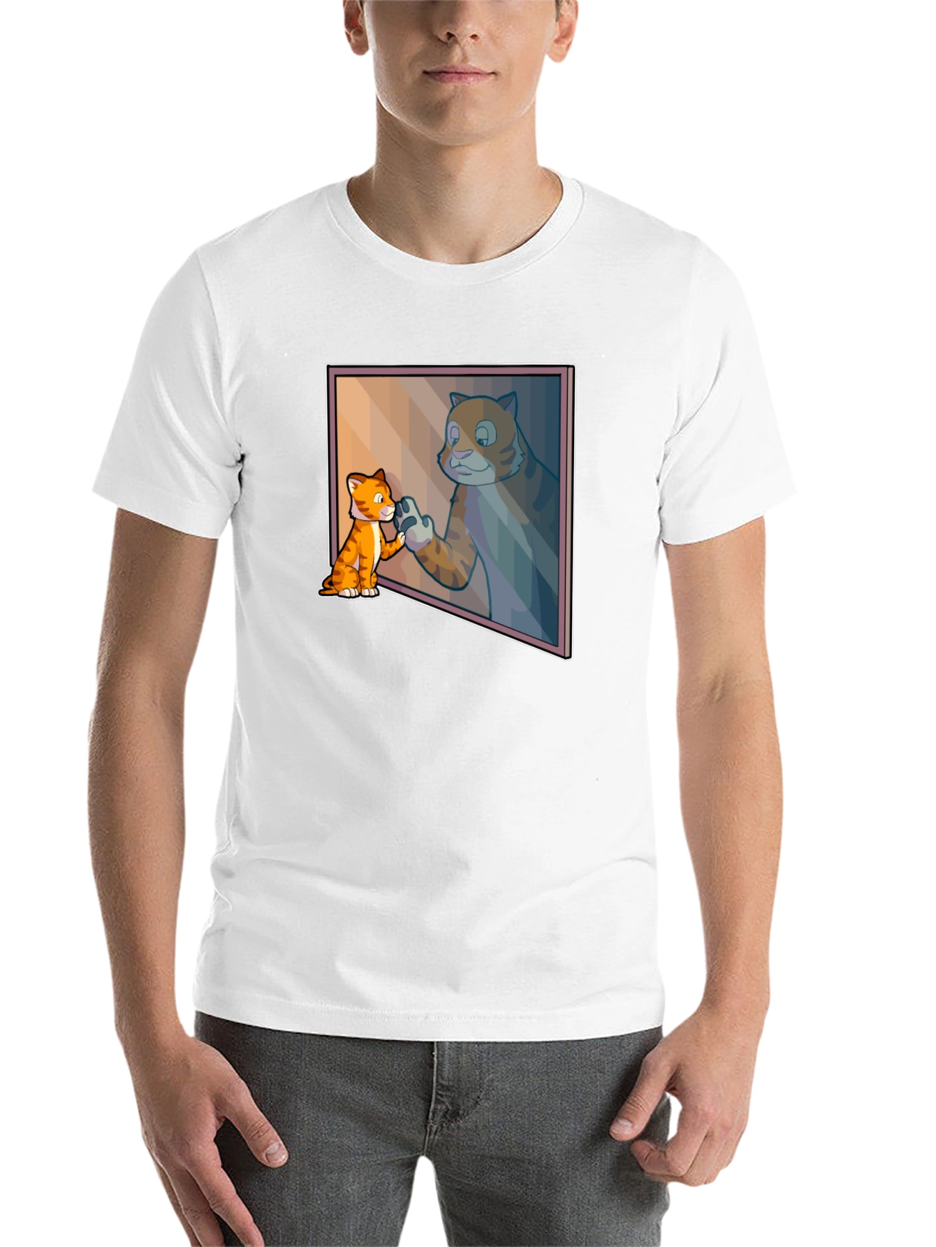 Black Cat Mirror Image Graphic Tee - Funny Animal T-Shirt view 14