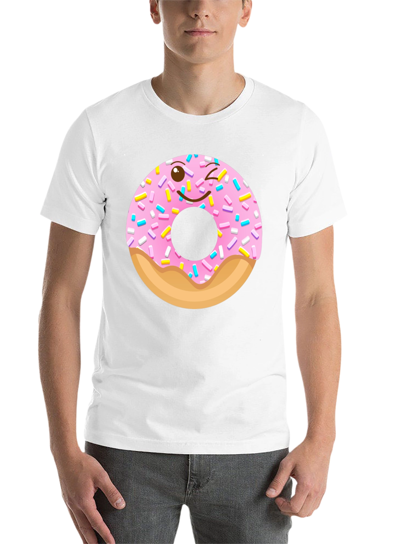 Black Winking Donut Graphic Tee - Black Cotton Shirt view 14