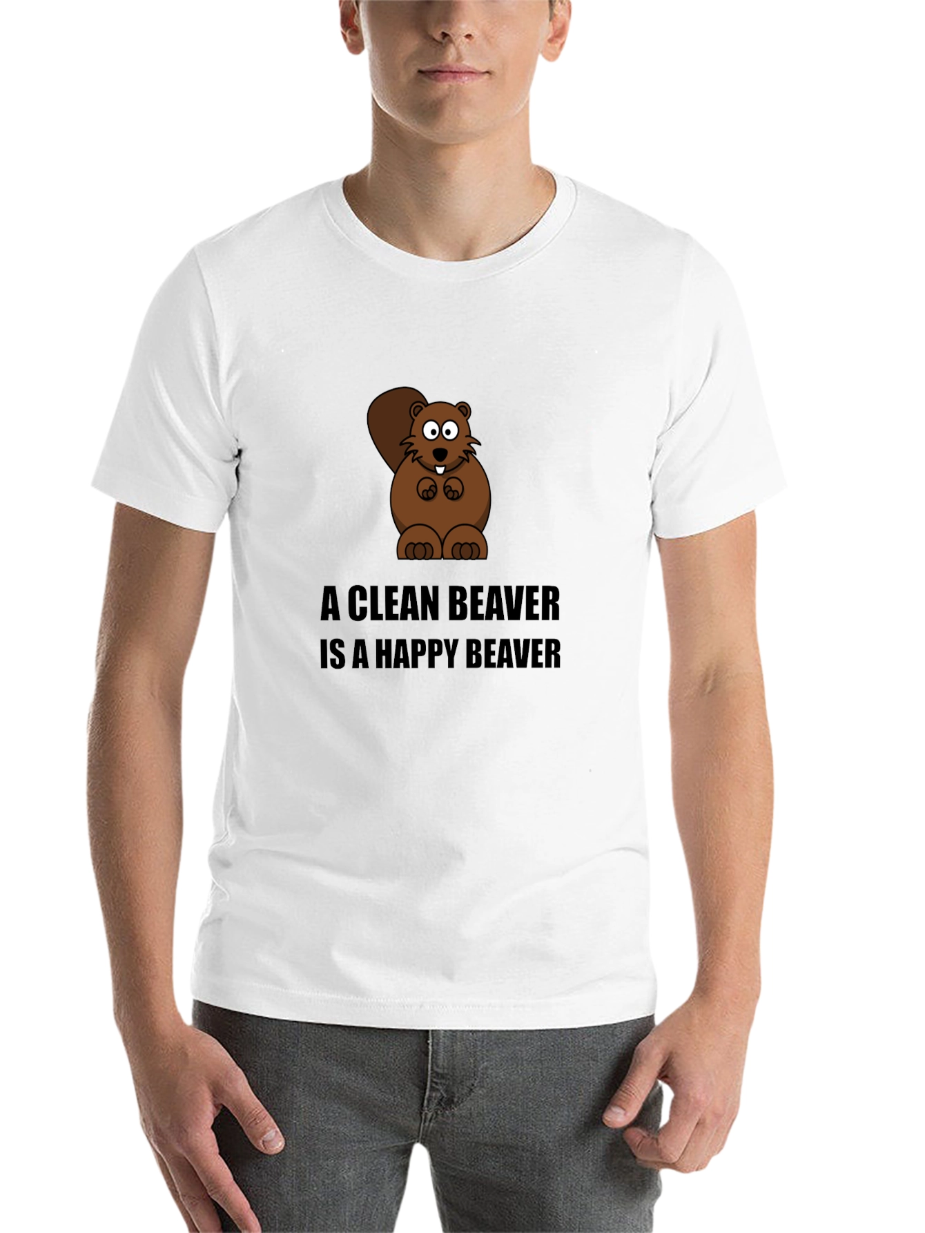 Black A Clean Beaver T-Shirt - Funny Cartoon Tee view 14