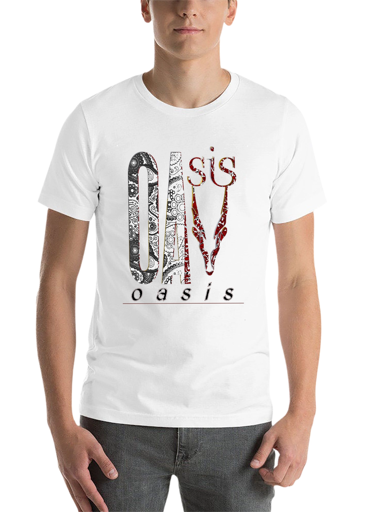 Black Oasis Band Graphic Print Black T-Shirt view 14