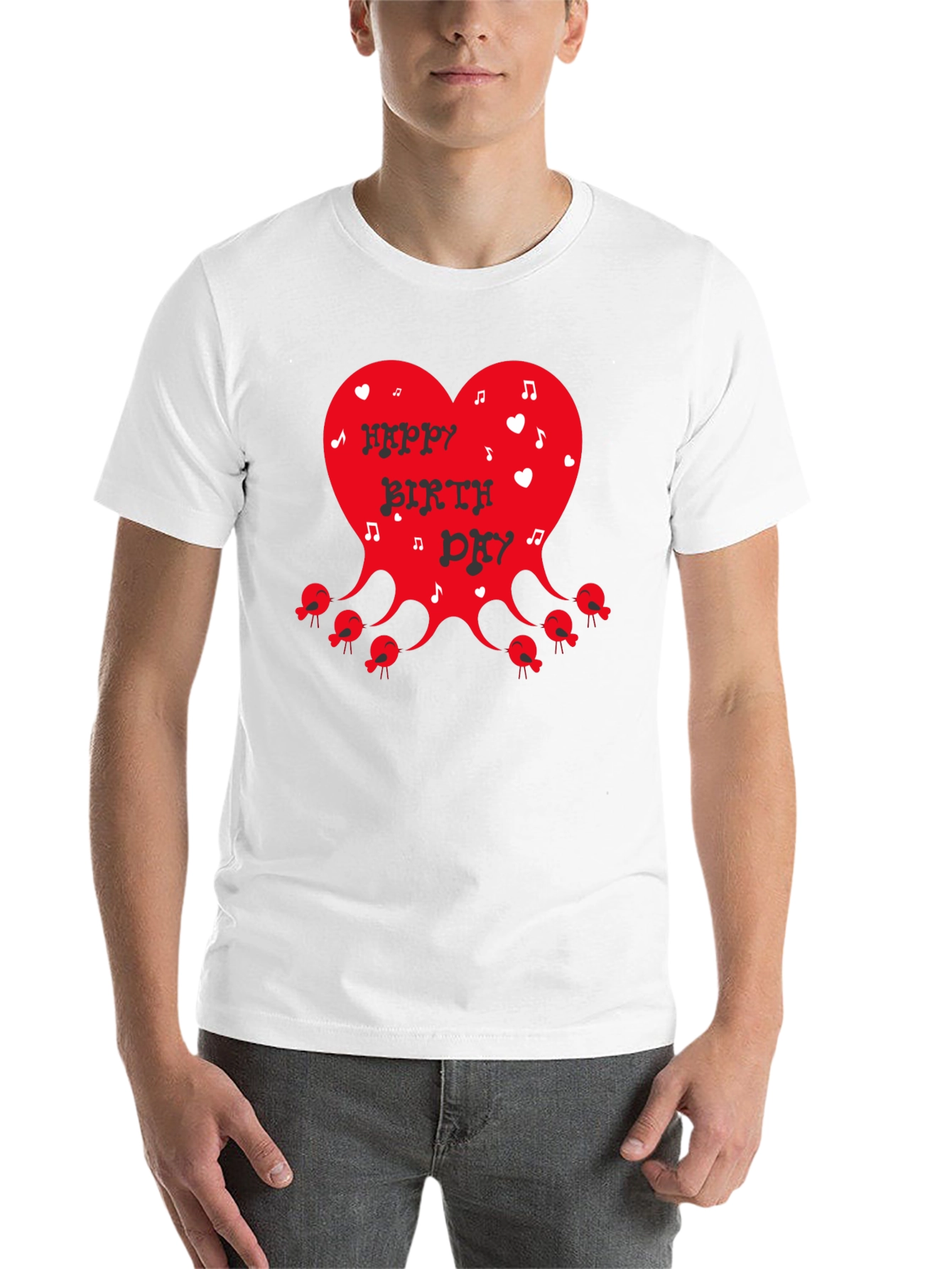 Happy Birthday Heart Graphic T-Shirt - Black - 14