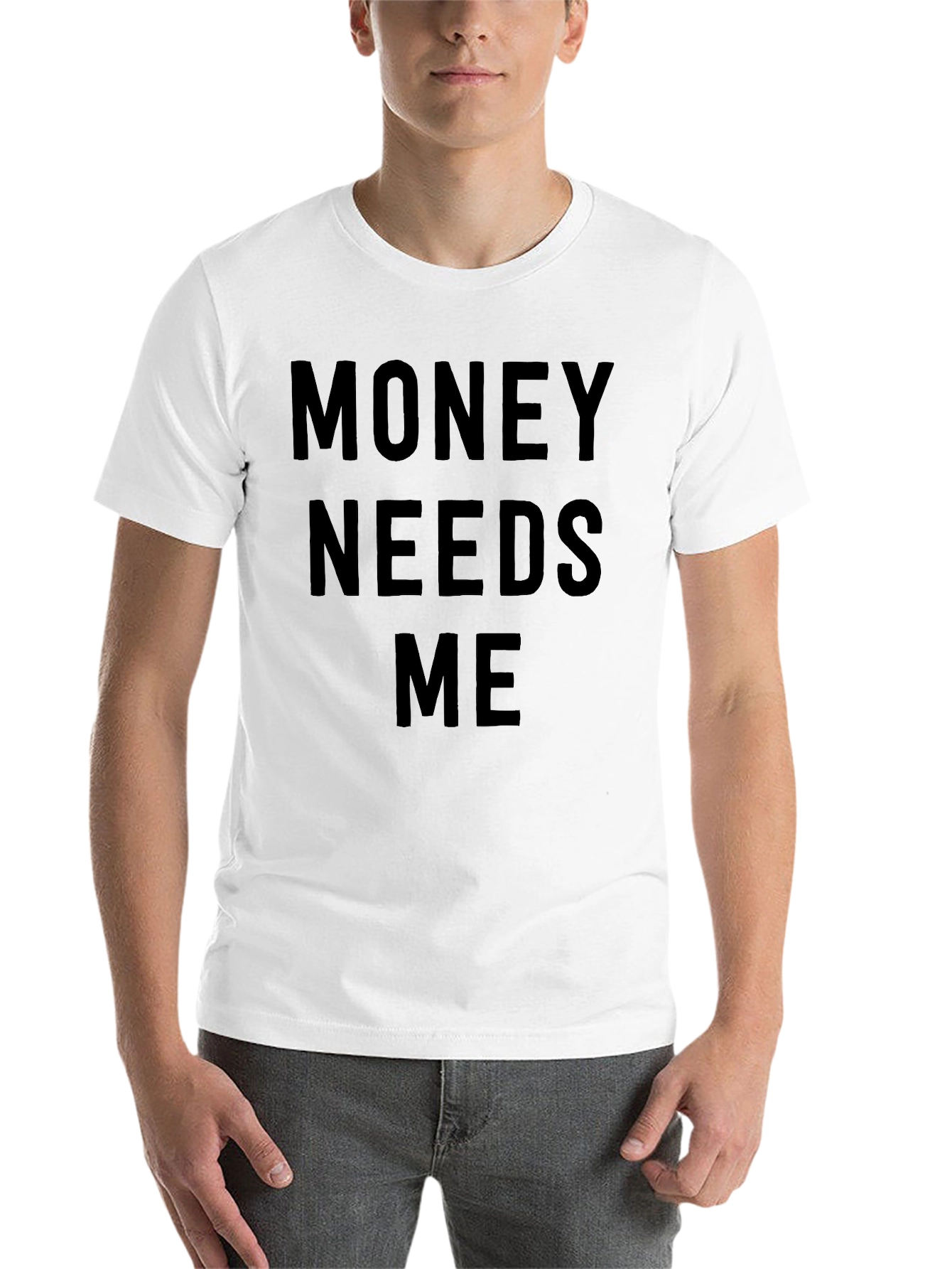 Black Money Needs Me Black Graphic Tee - Men's view 14
