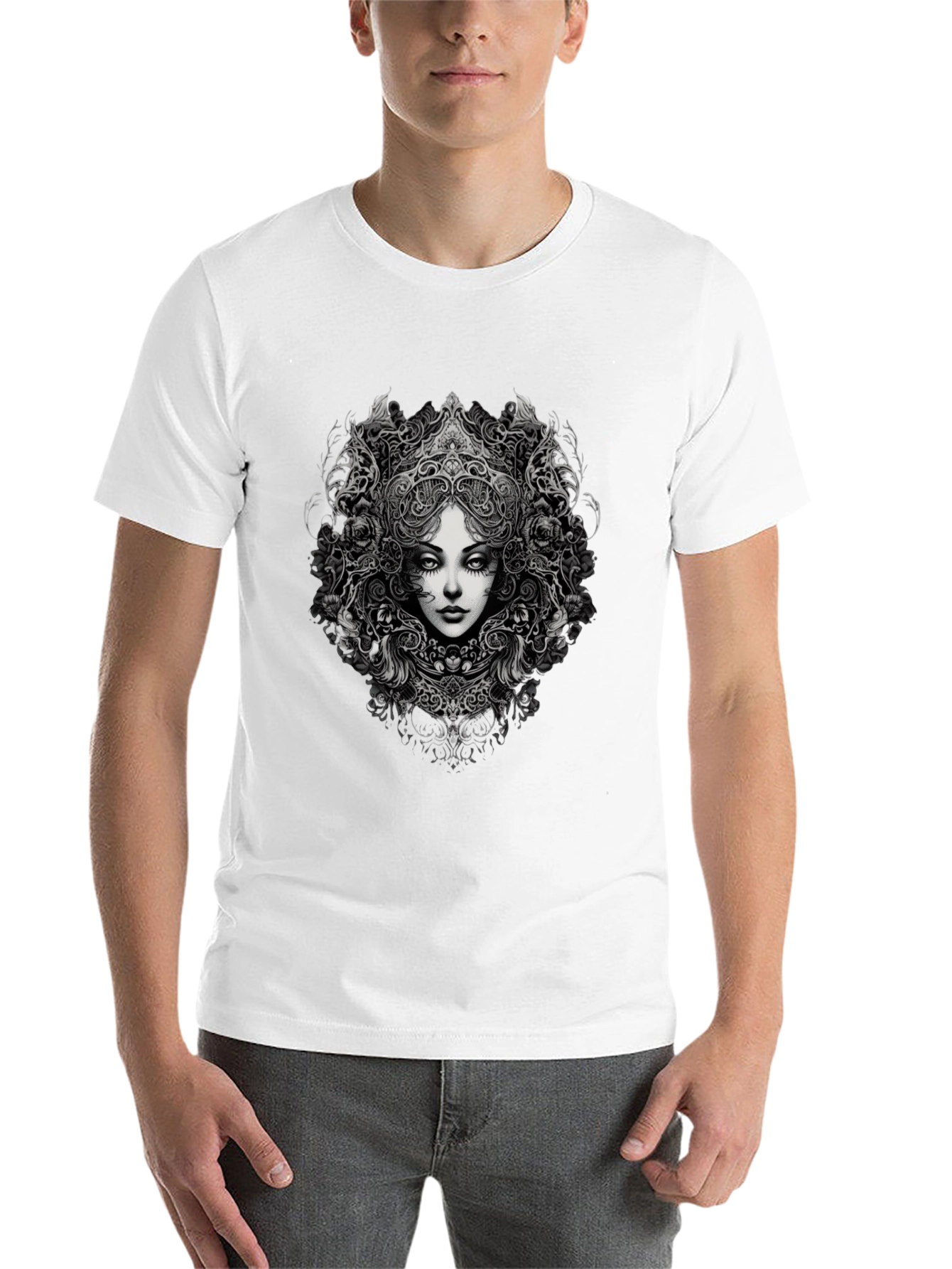 Black Gothic Woman Graphic Black T-Shirt view 14
