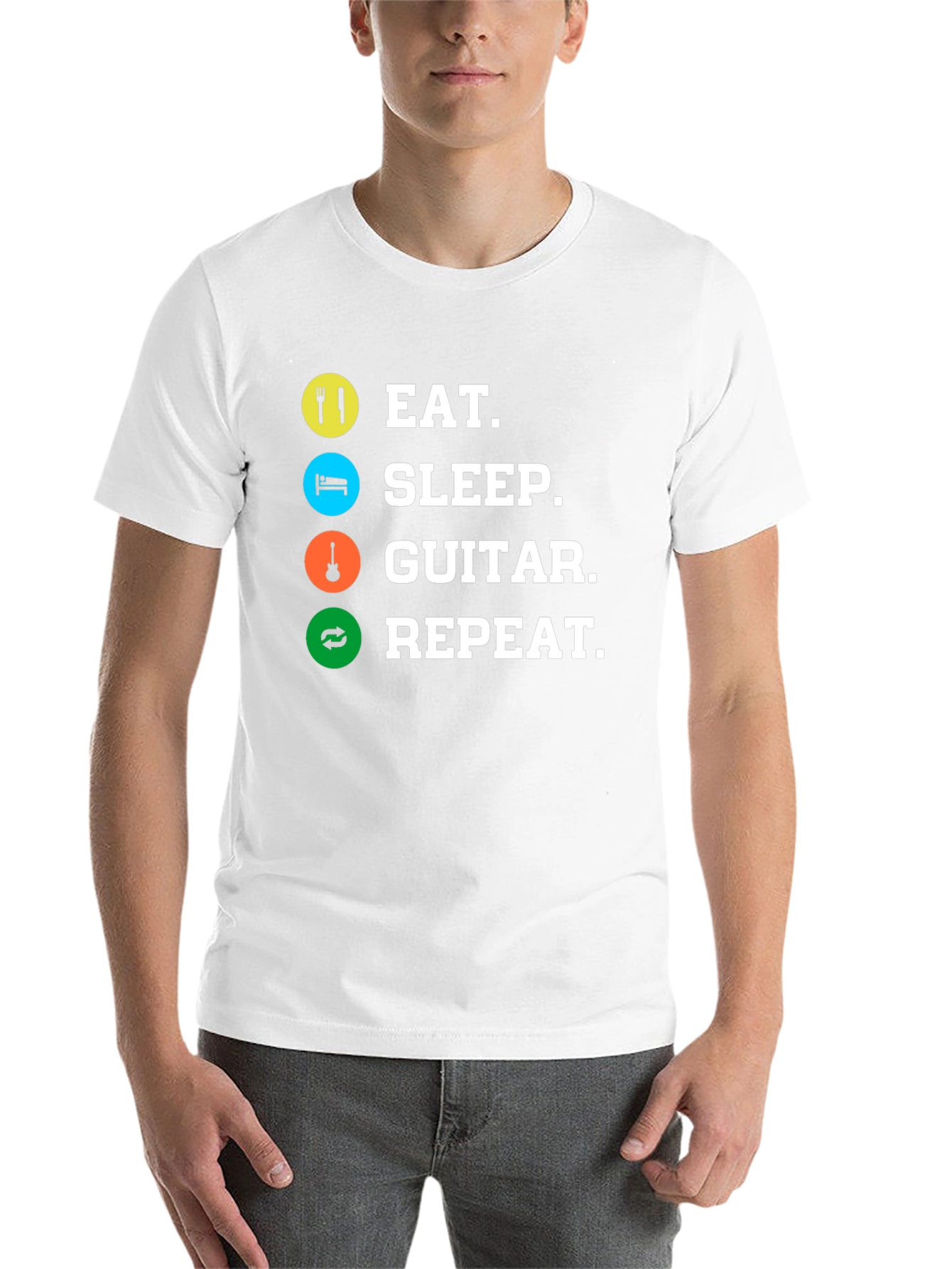 Black Eat Sleep Guitar Repeat Black T-Shirt view 14