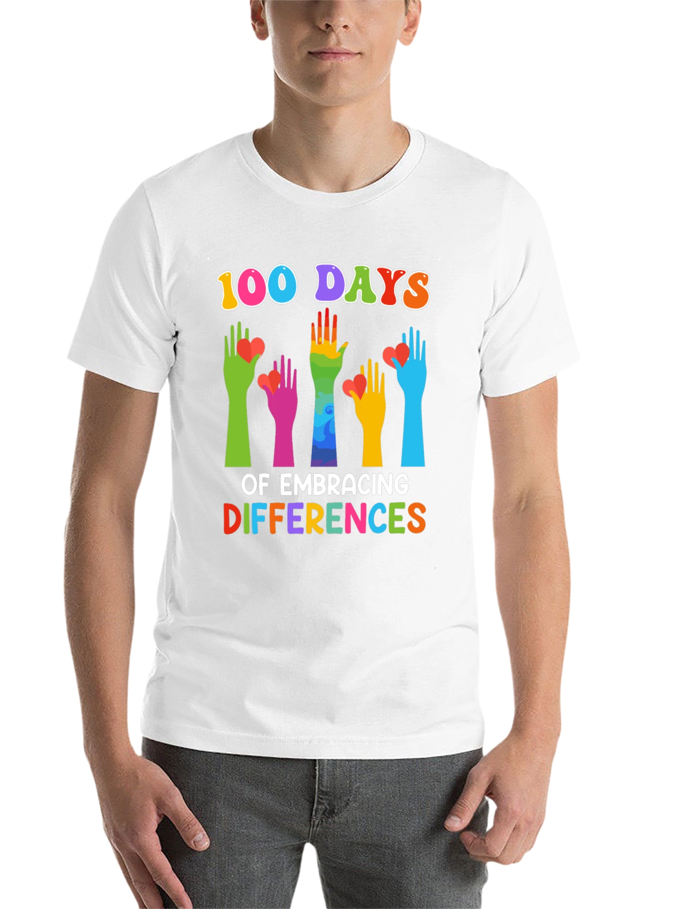 Black 100 Days of Embracing Differences T-Shirt view 14