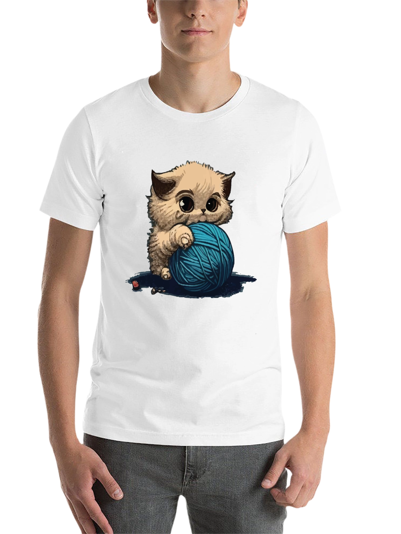 Black Cute Kitten Yarn Ball Graphic Tee view 14