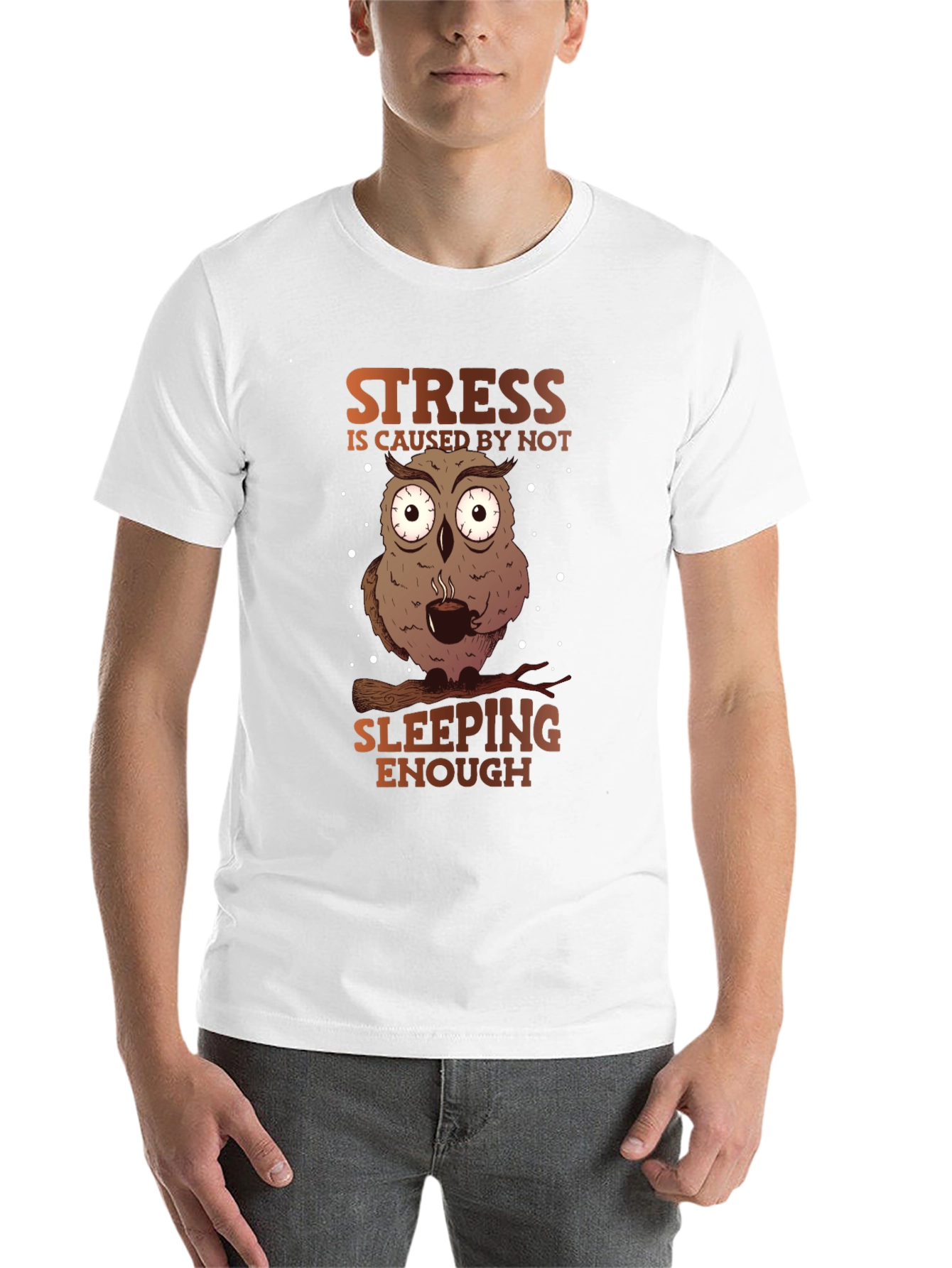 Black Funny Owl Stress T-Shirt - Sleep Deprived Humor view 14