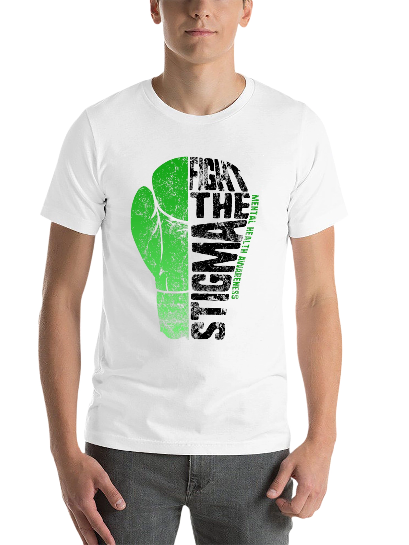 Black Fight the Stigma Mental Health Awareness T-Shirt view 14