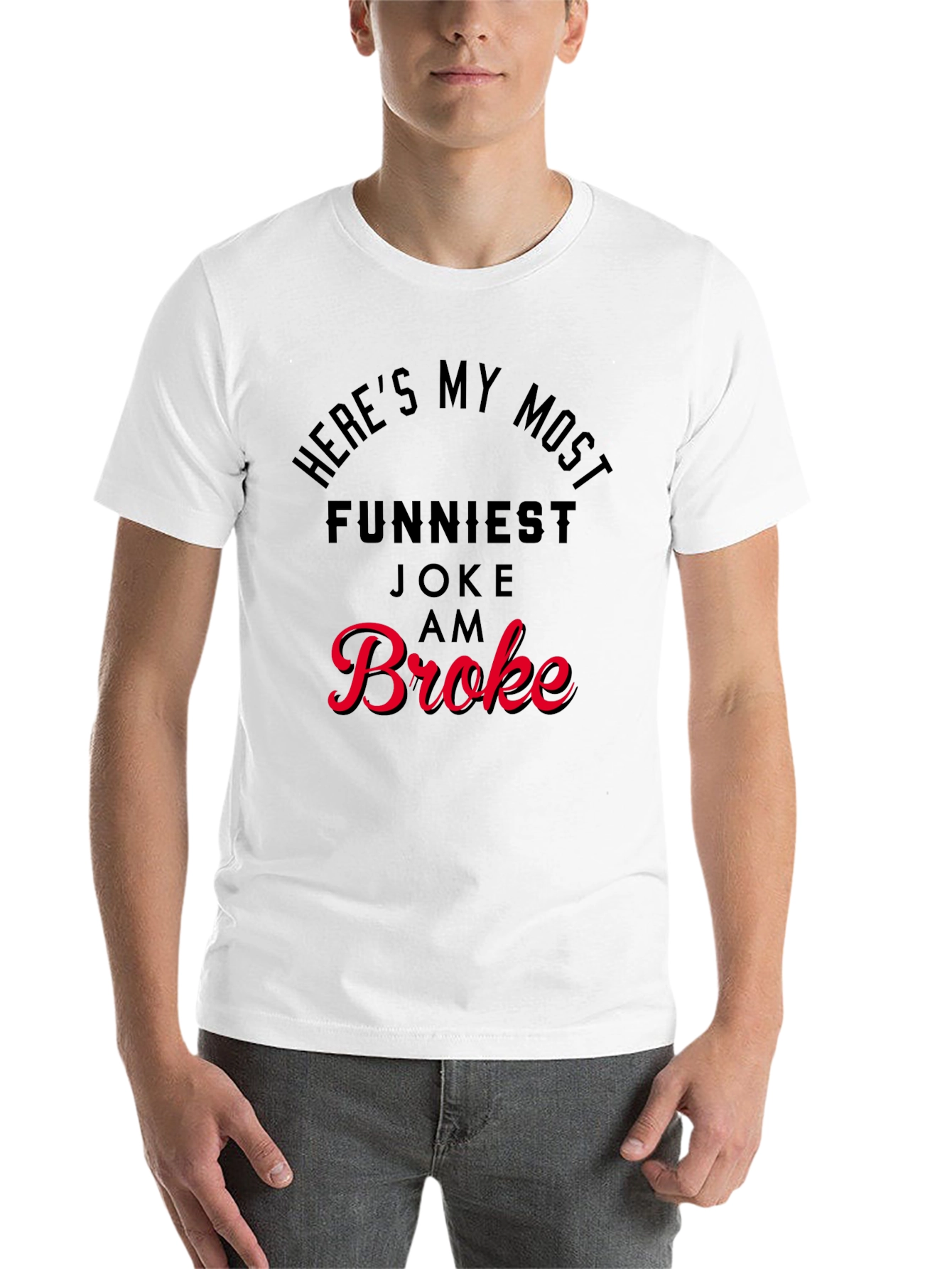 Black Funny 'Broke' Graphic Print T-Shirt view 14