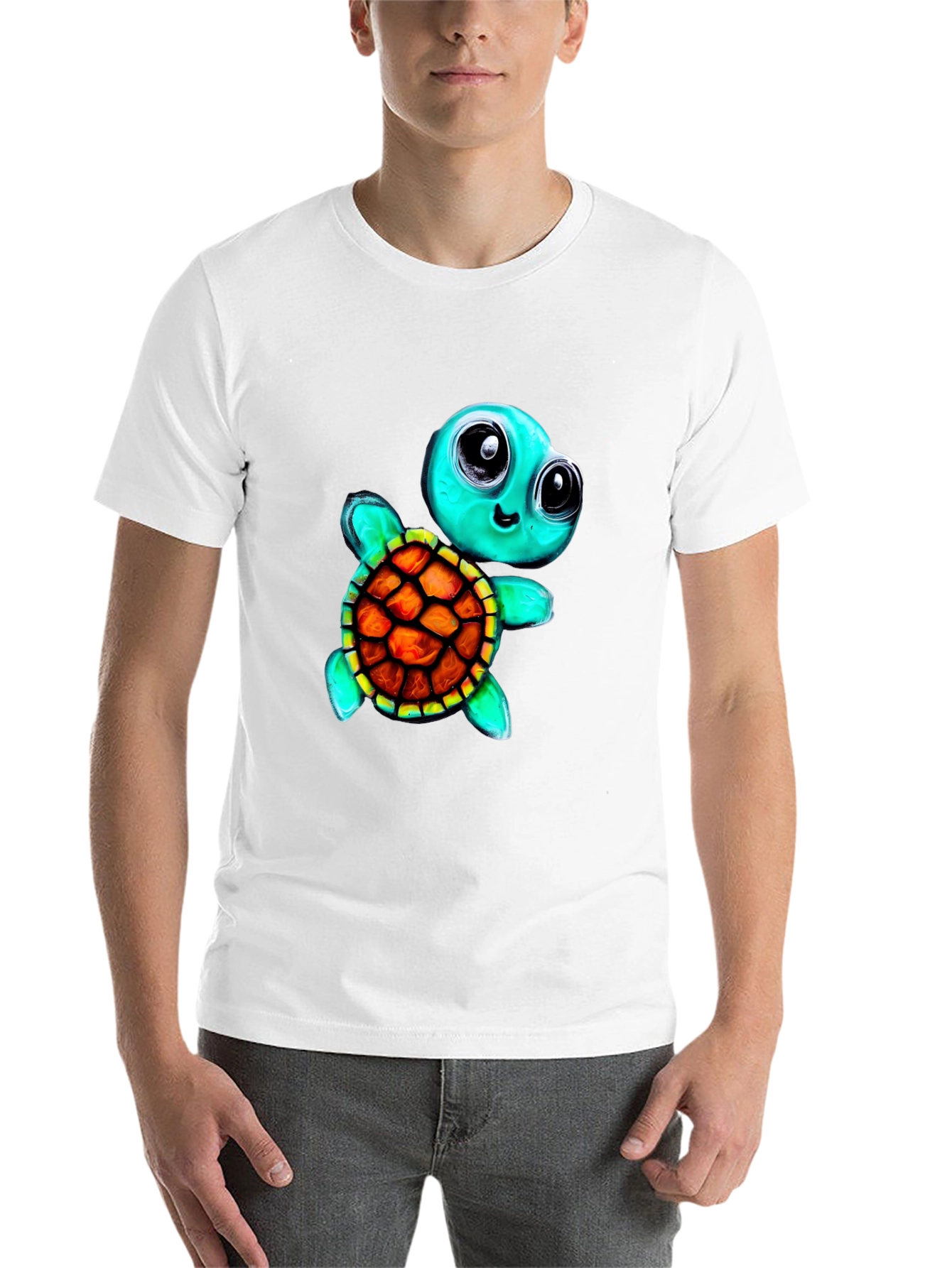 Black Cartoon Turtle Graphic Tee - Men's Black T-Shirt view 14
