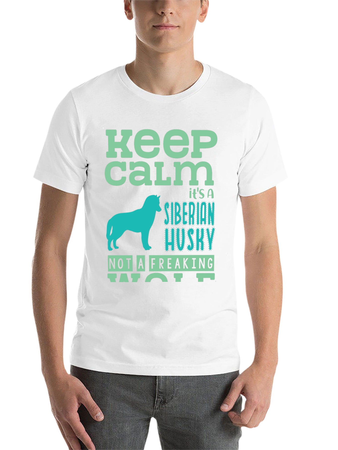 Black Keep Calm Siberian Husky Graphic T-Shirt view 14