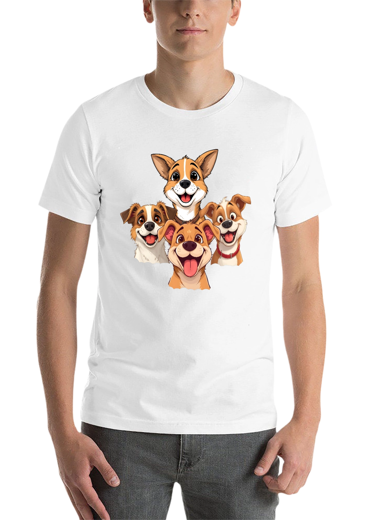 Black Cartoon Dog Pack T-Shirt - Black view 14