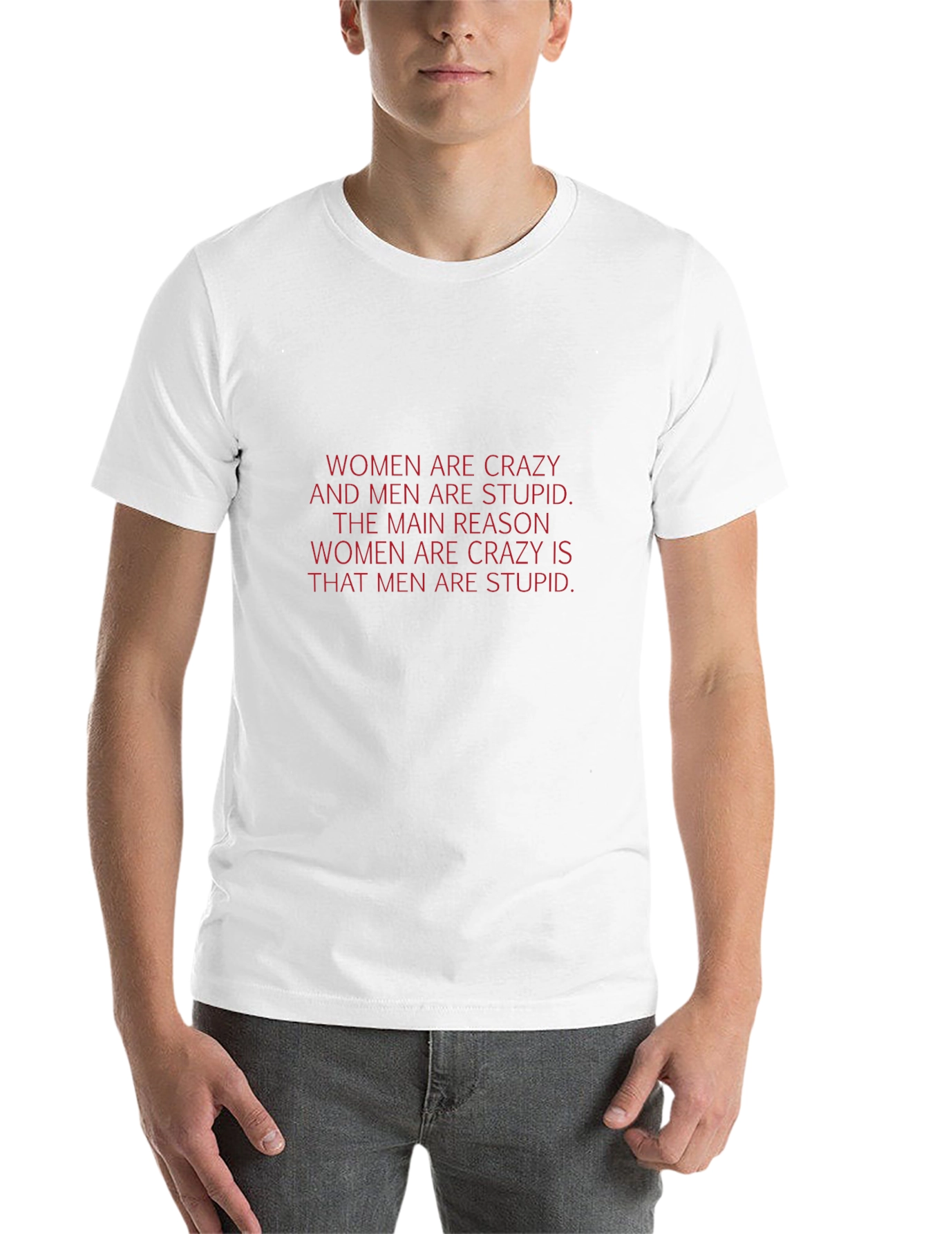 Black Men's Black T-Shirt - Crazy Women/Stupid Men Graphic Tee view 14