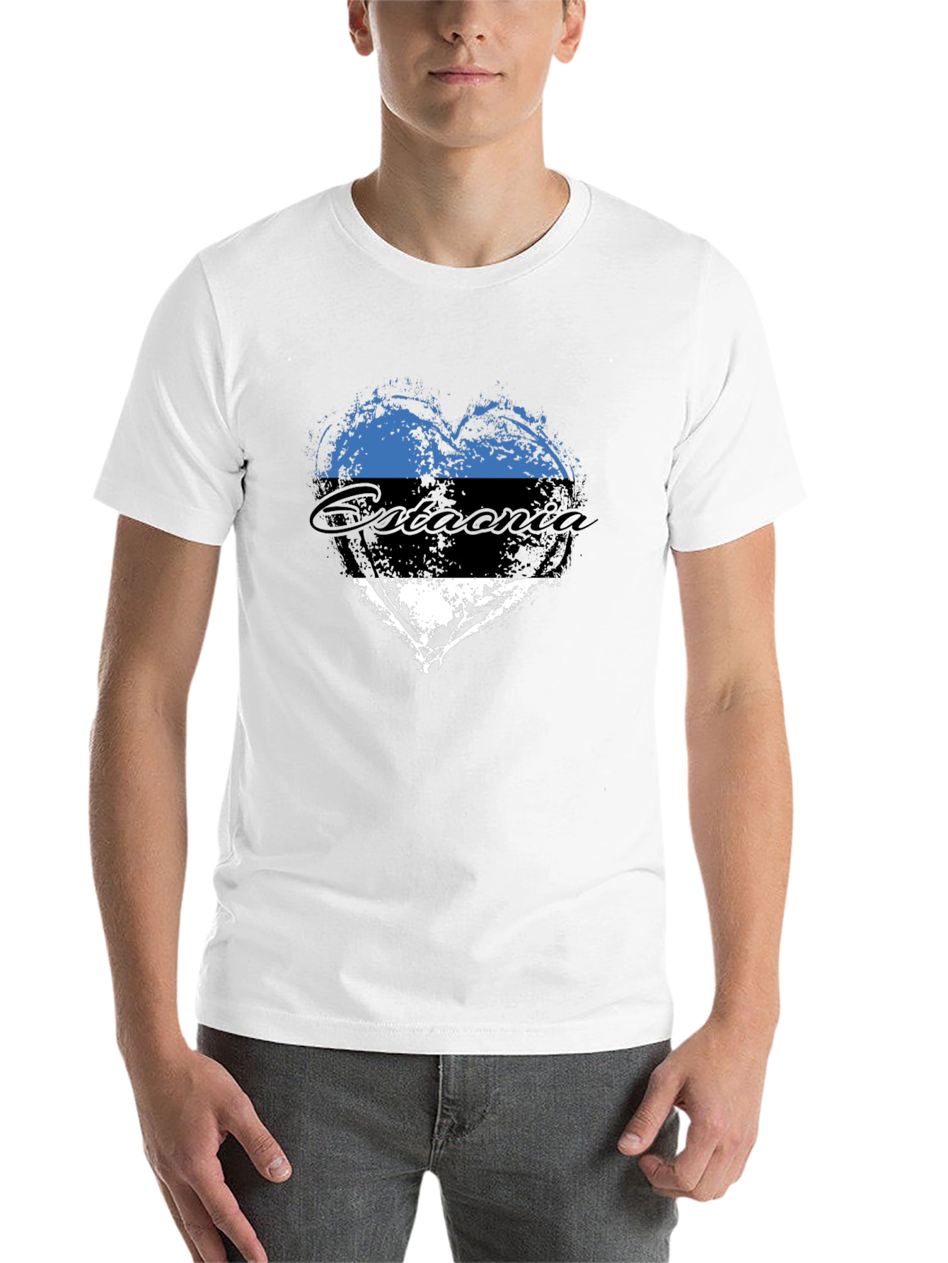 Black Estonia Flag Heart T-Shirt view 14