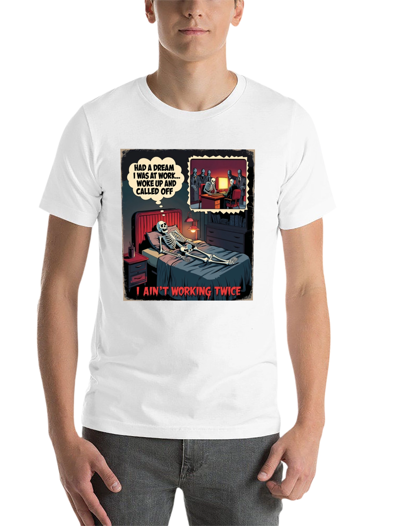 Black Funny Skeleton Dream T-Shirt view 14