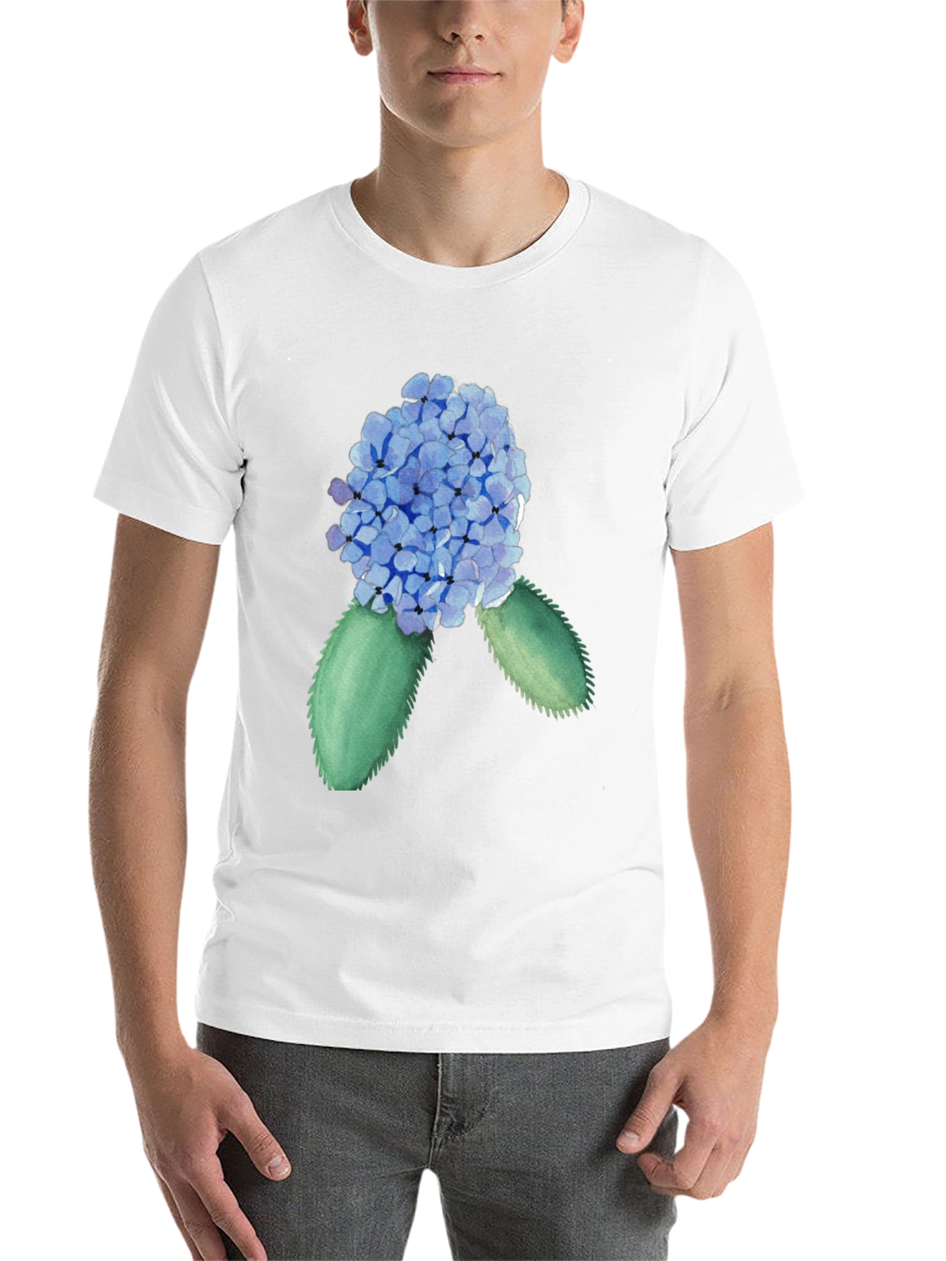 Black Hydrangea Watercolor Black T-Shirt view 14