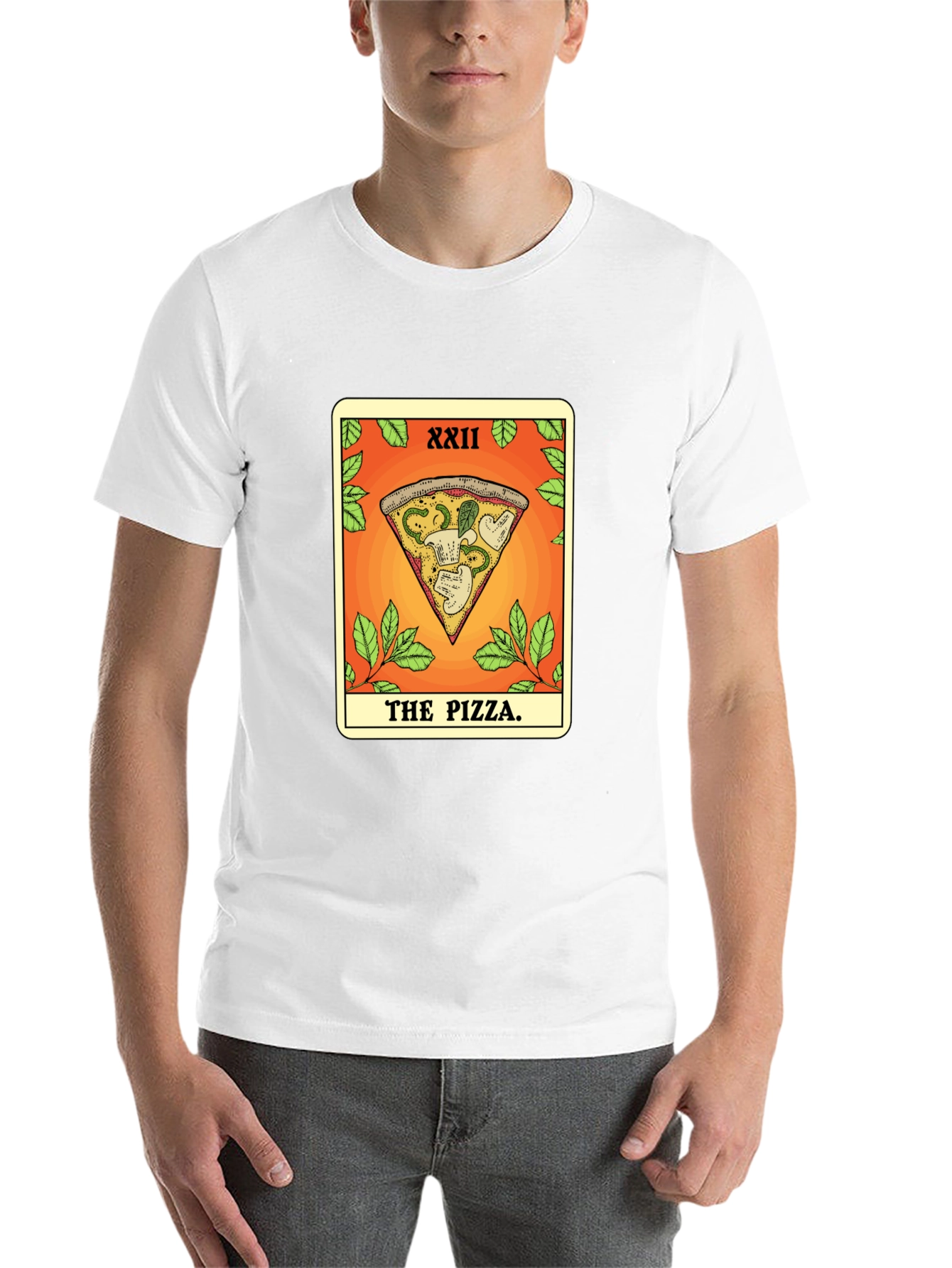 Black Pizza Tarot Card T-Shirt - Novelty Graphic Tee view 14