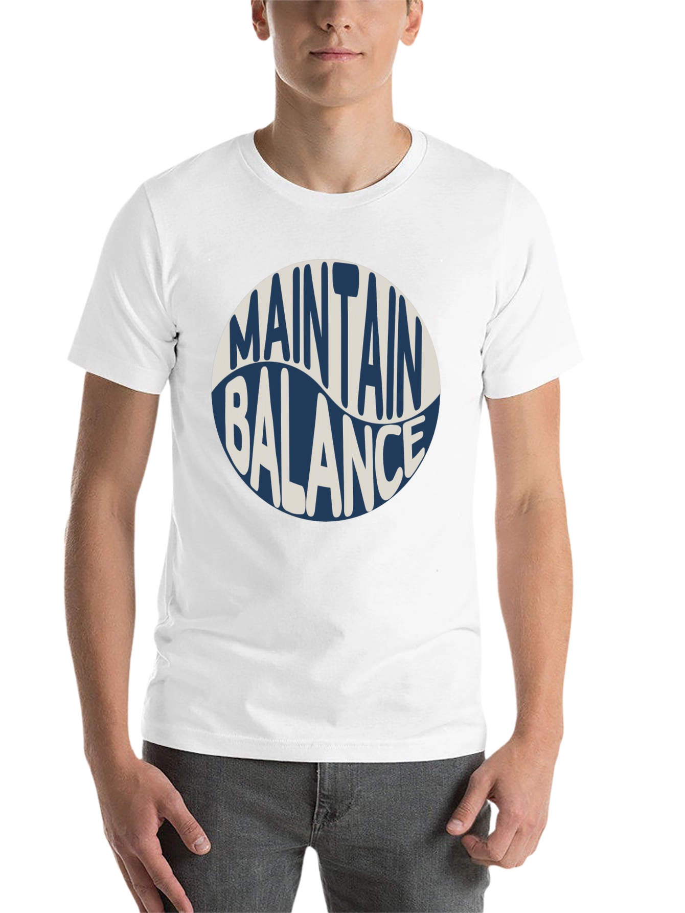 Black Maintain Balance Graphic Tee - Black Crew Neck Cotton Shirt view 14