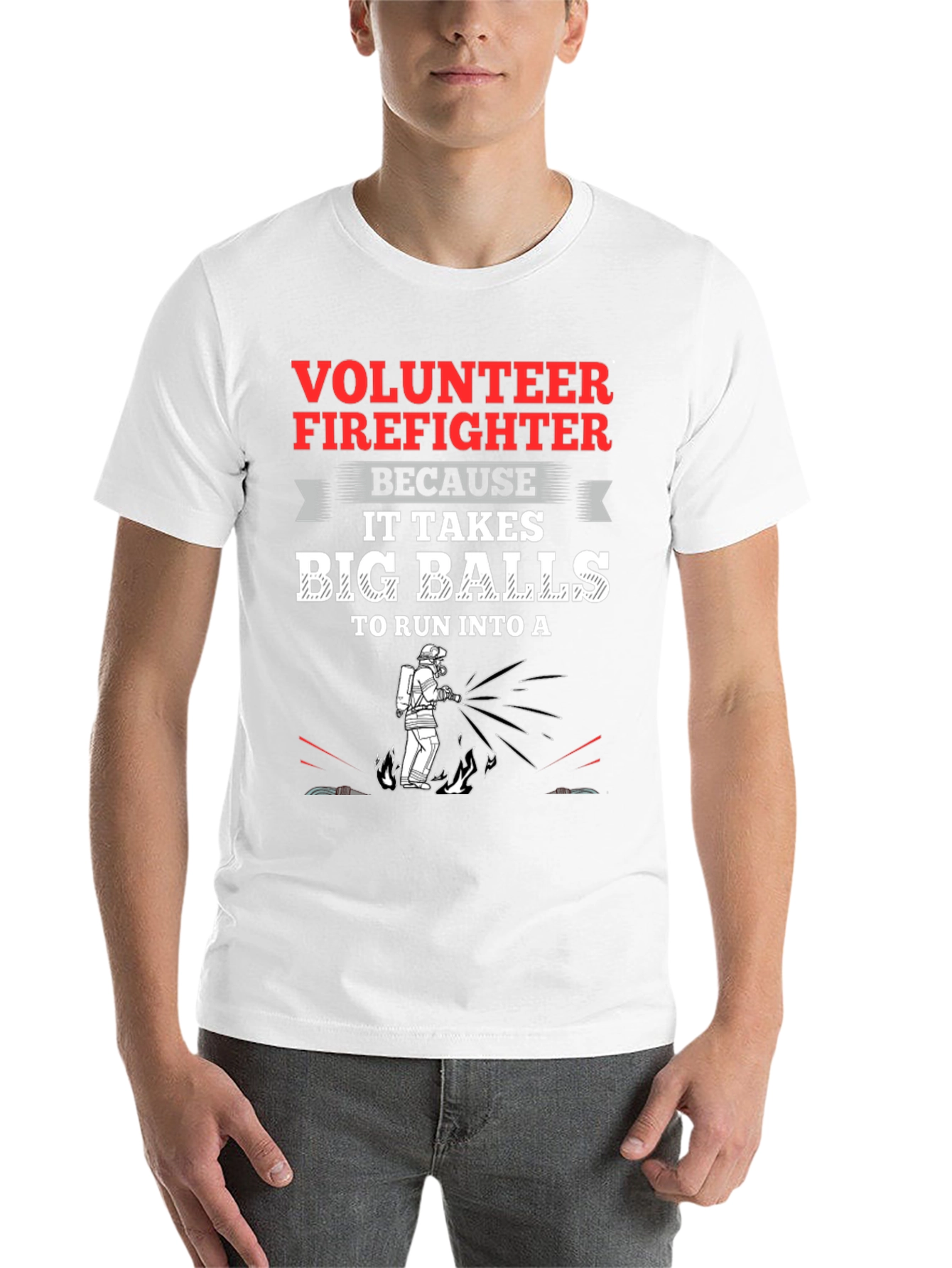 Black Volunteer Firefighter Big Balls Graphic Tee view 14
