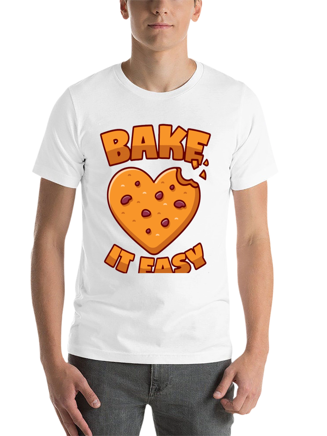 Black Bake It Easy T-Shirt Cookie Heart Graphic Tee view 14