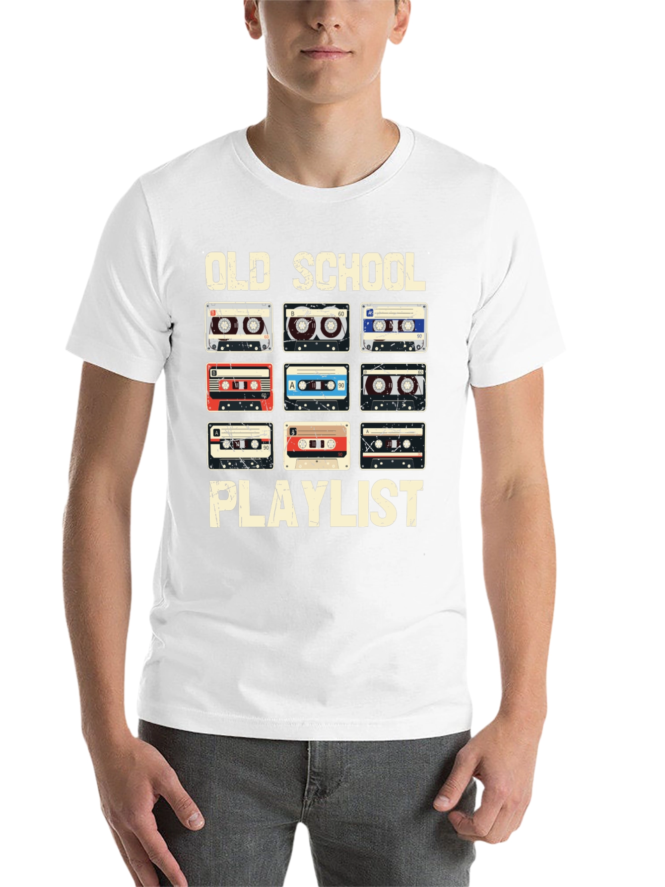 Black Old School Playlist Cassette Tape Graphic Tee view 14