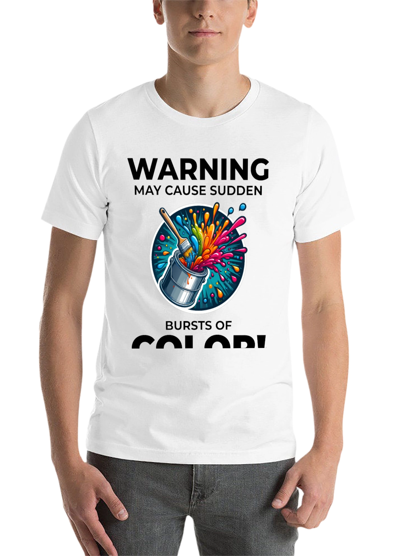 Black Warning May Cause Sudden Bursts of Color T-Shirt view 14