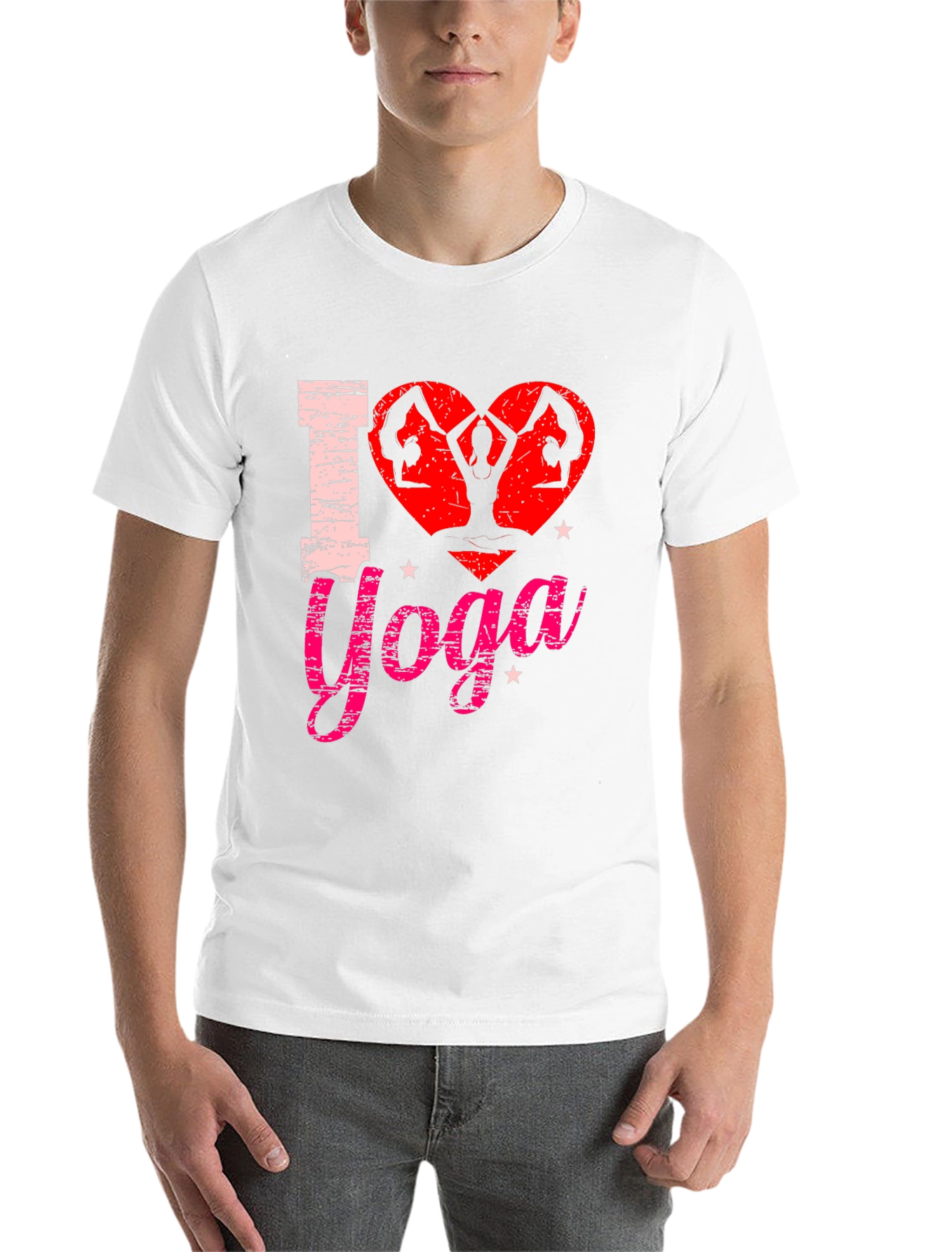 Black I Love Yoga Graphic Tee Shirt - Black Cotton Blend view 14