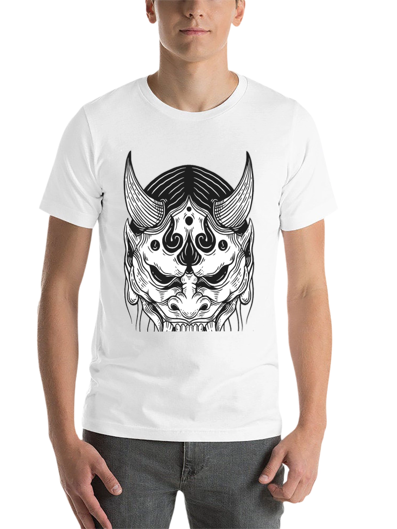 Black Black Oni Mask Graphic Tee view 14