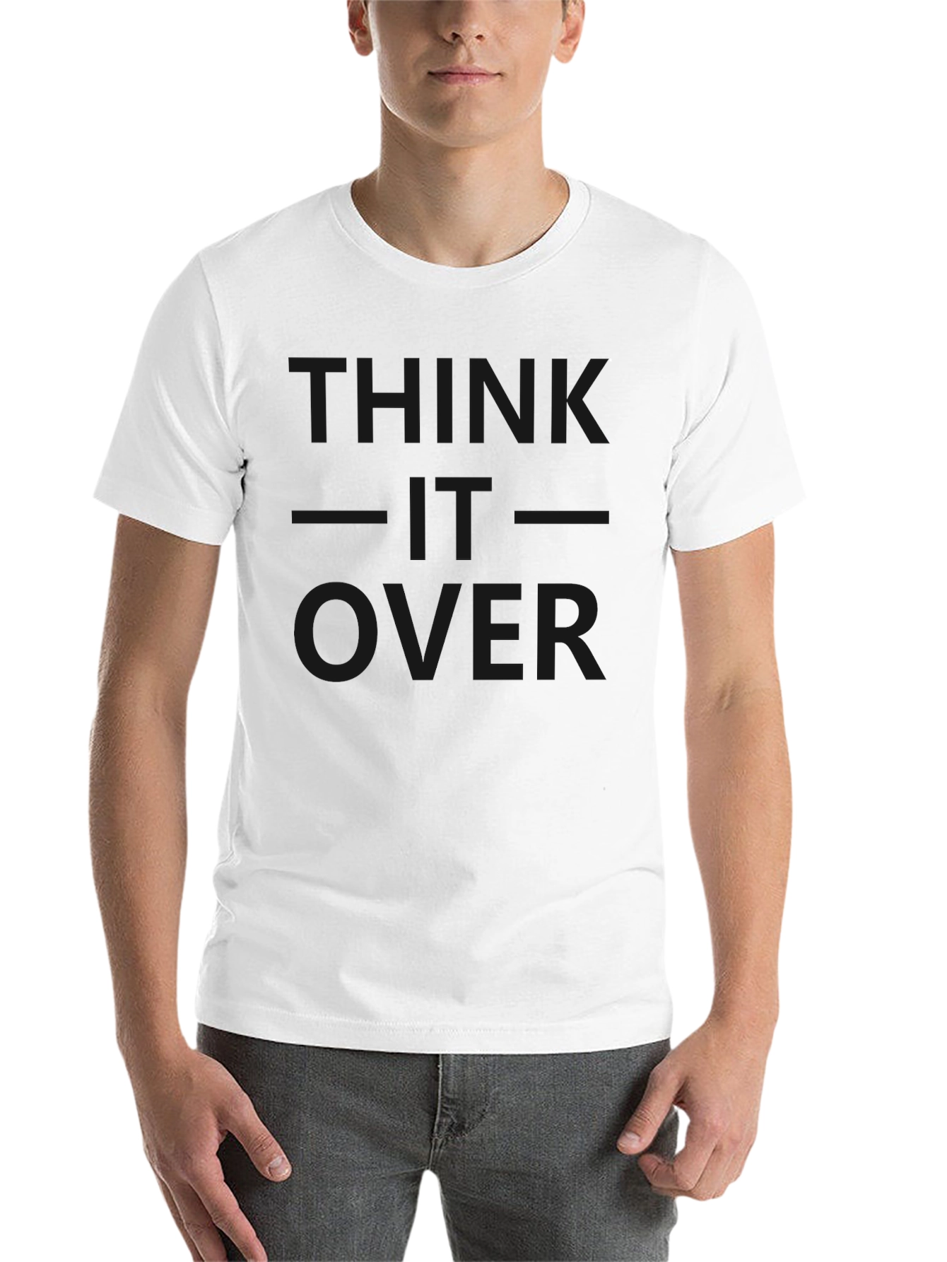 Black Think It Over Black Graphic Tee Shirt Casual view 14