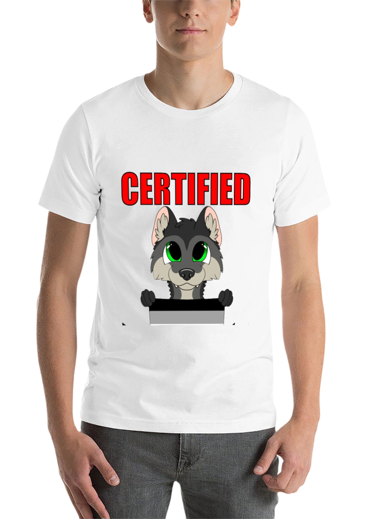 Black Certified Wolf Cartoon T-Shirt - Black view 14