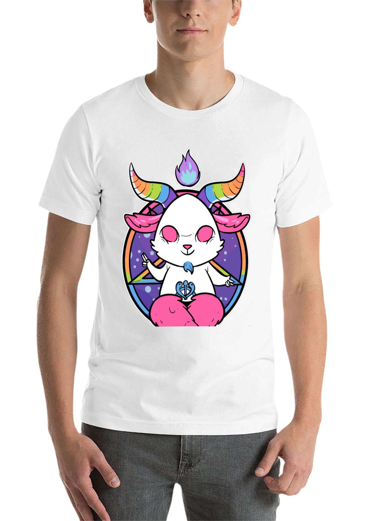 Black Meditating Pastel Goat T-Shirt view 14