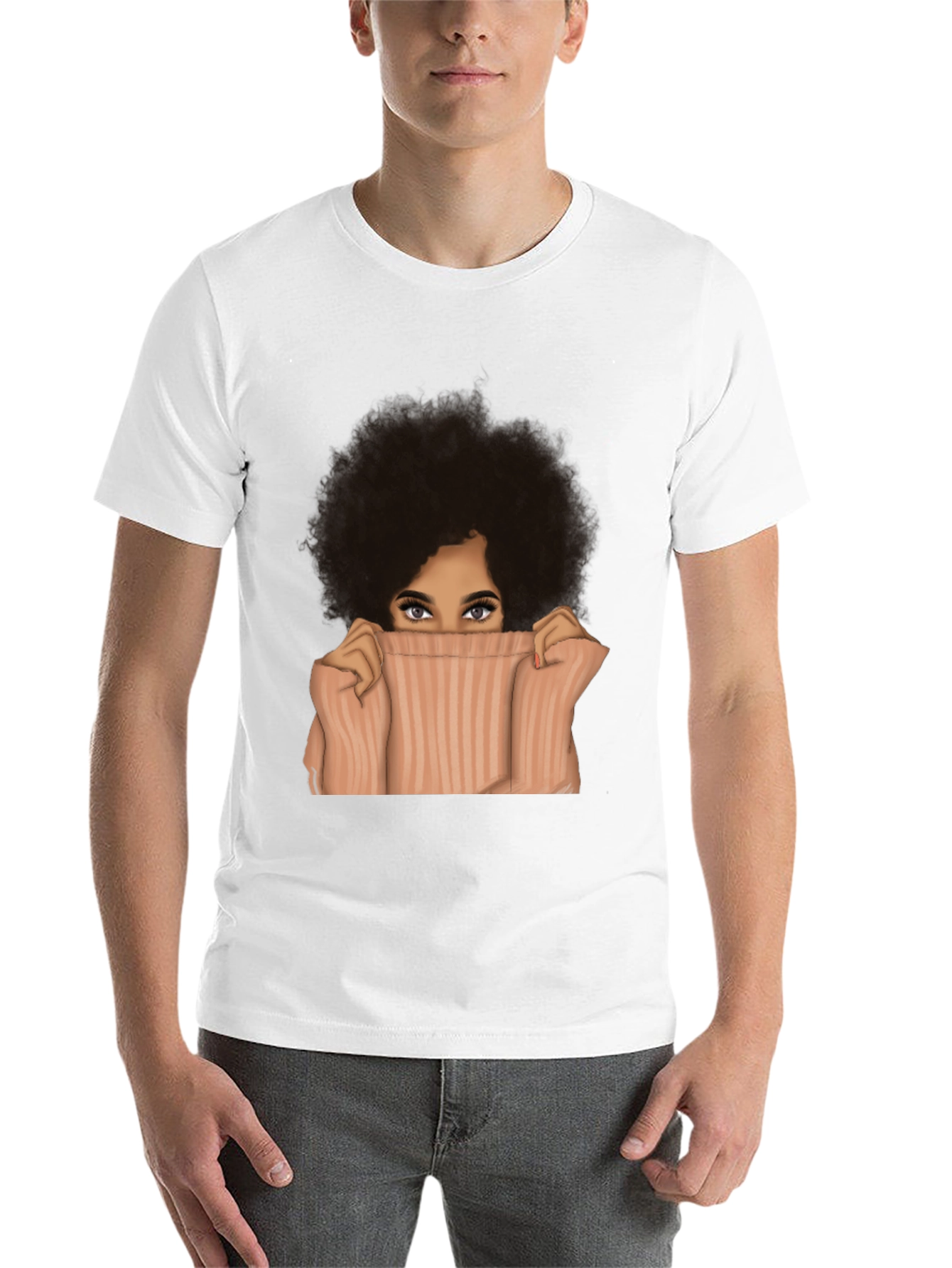 Black Afro Woman Peek-a-Boo Graphic Tee - Unisex view 14