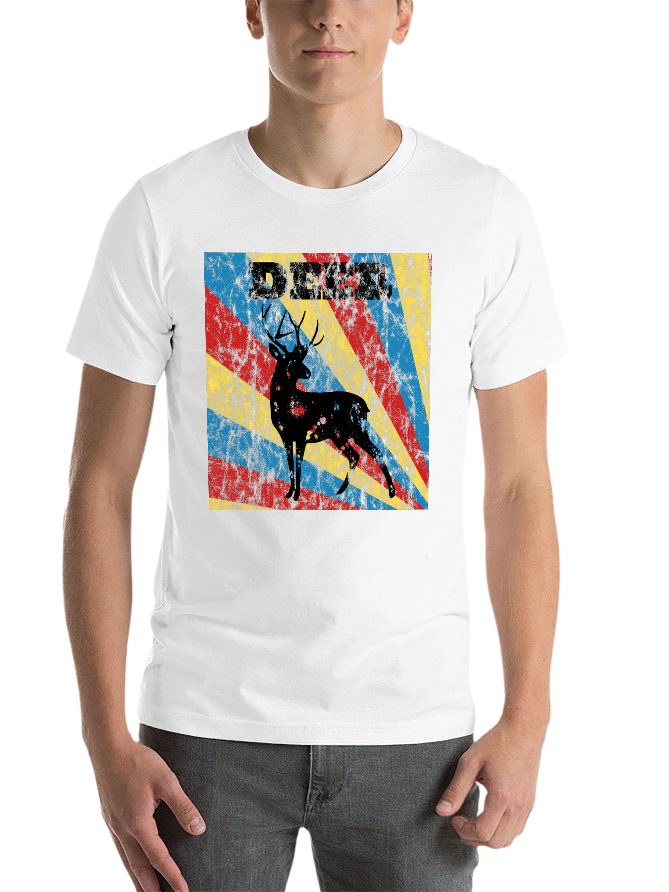 Black Vintage Deer Graphic T-Shirt - Retro Style Tee view 14