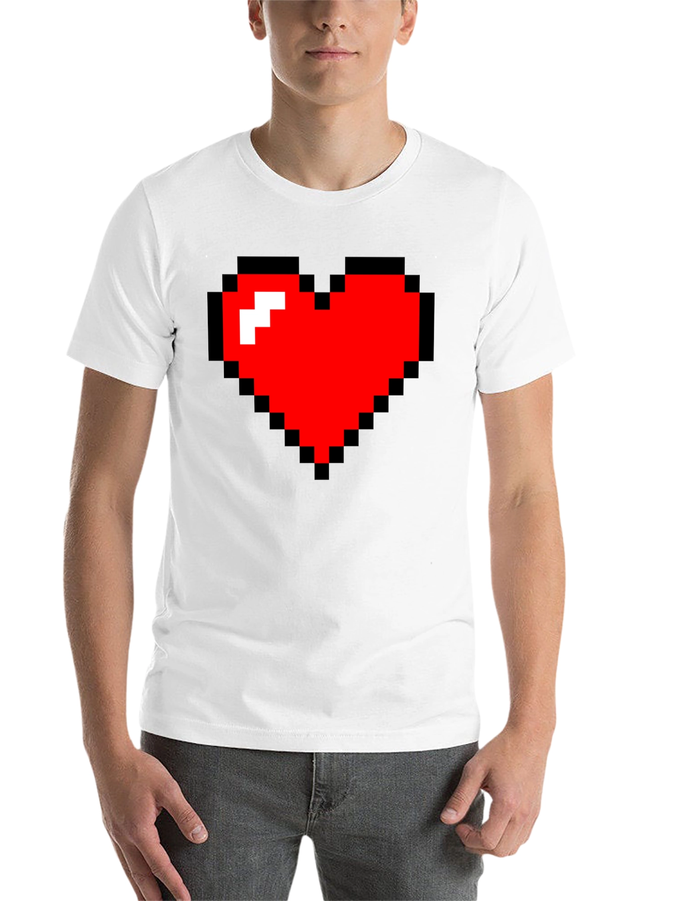 Black Pixel Heart Black Tee - Gamer Style view 14