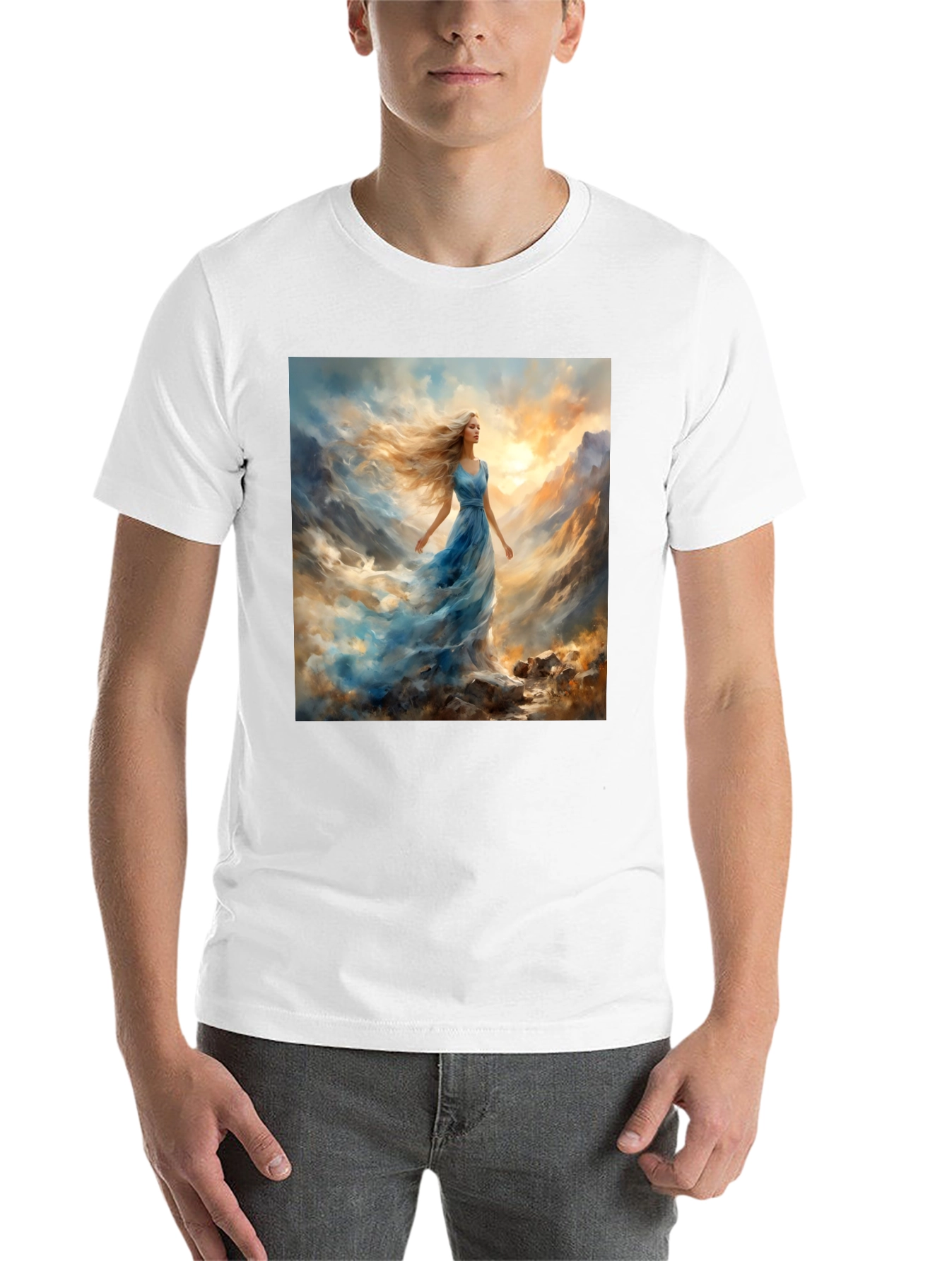 Black Woman in Blue Dress T-Shirt view 14