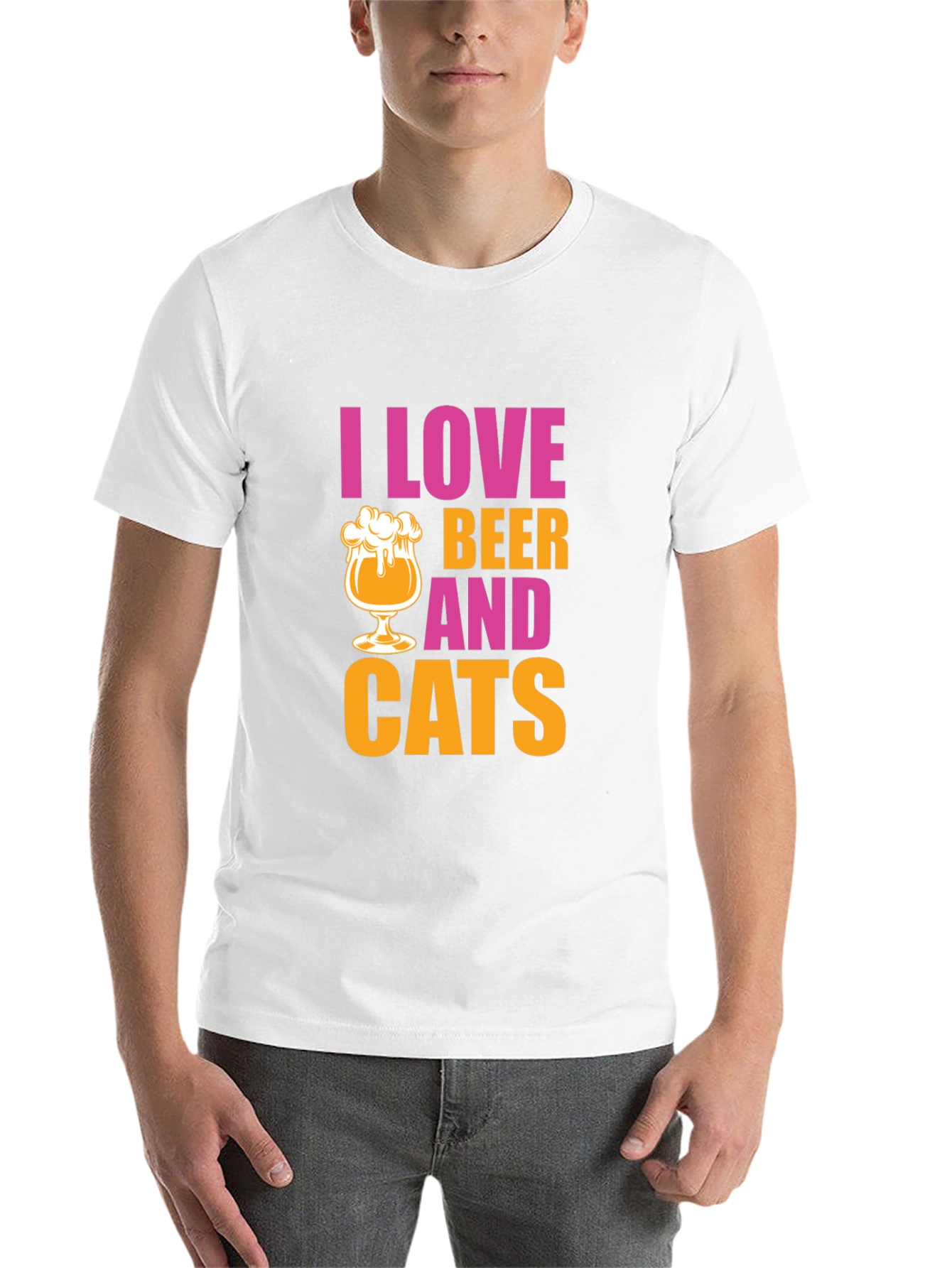 Black I Love Beer and Cats Graphic T-Shirt view 14