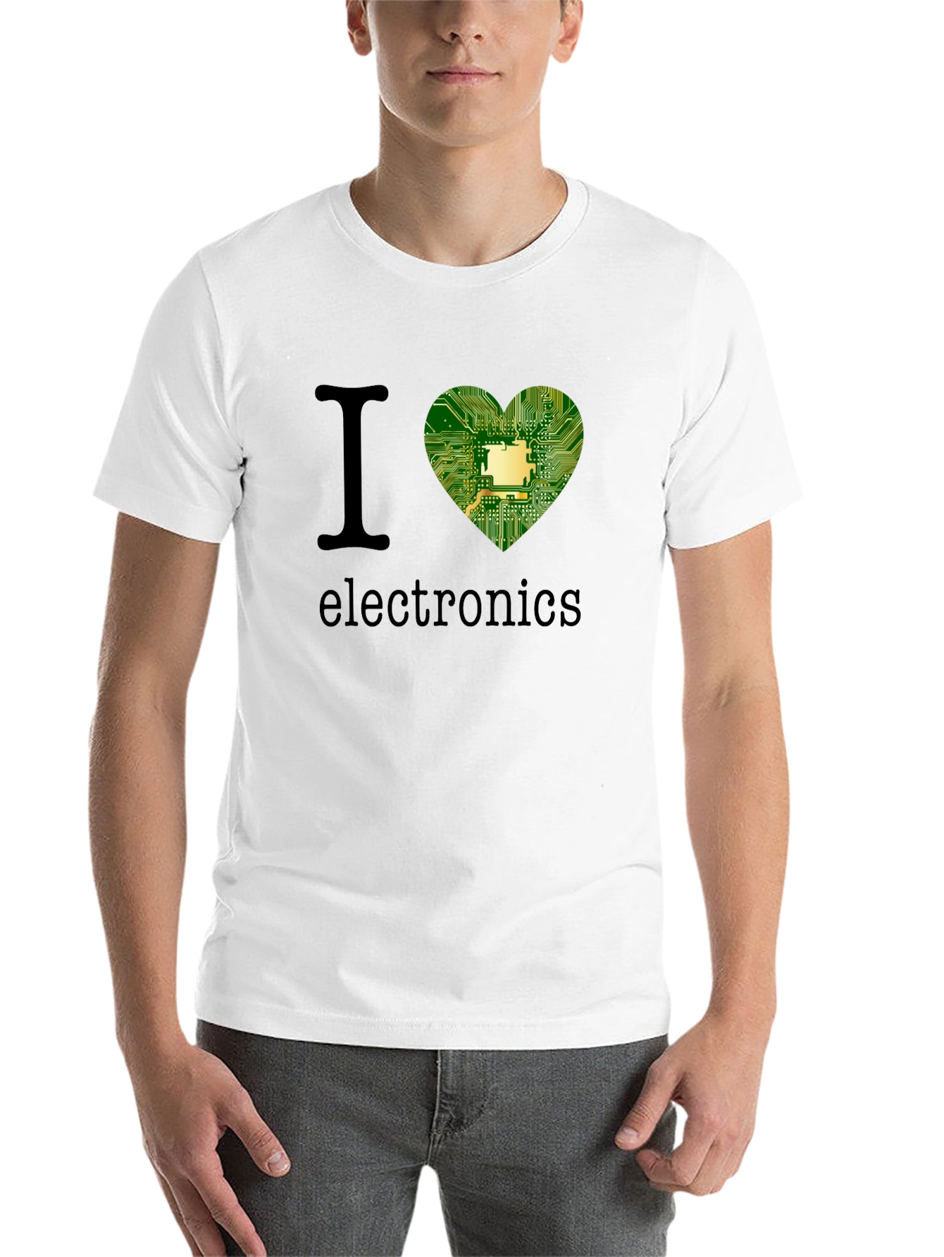 Black I Heart Electronics T-Shirt - Circuit Board Design view 14