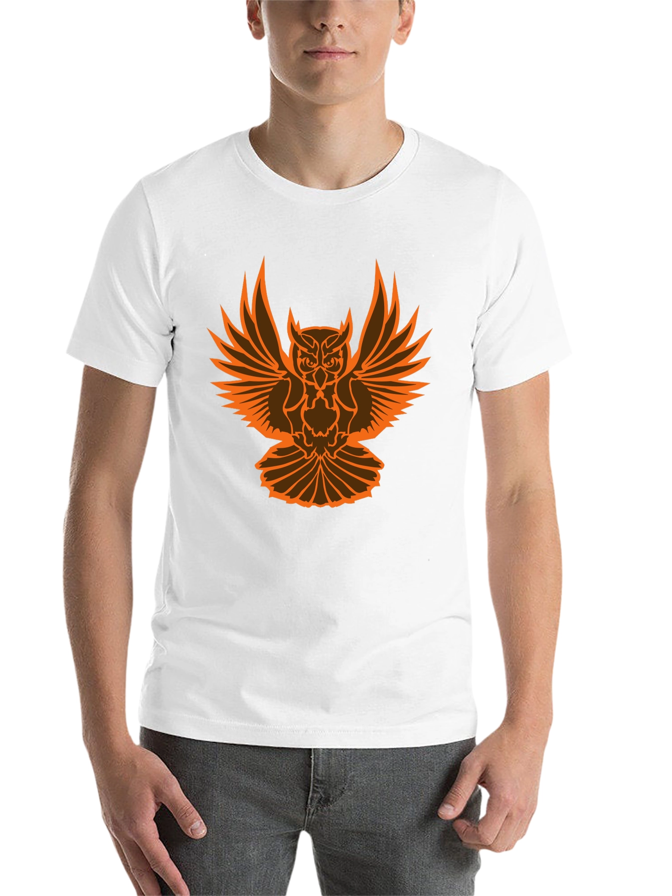 Black Owl Graphic Black T-Shirt for Men view 14