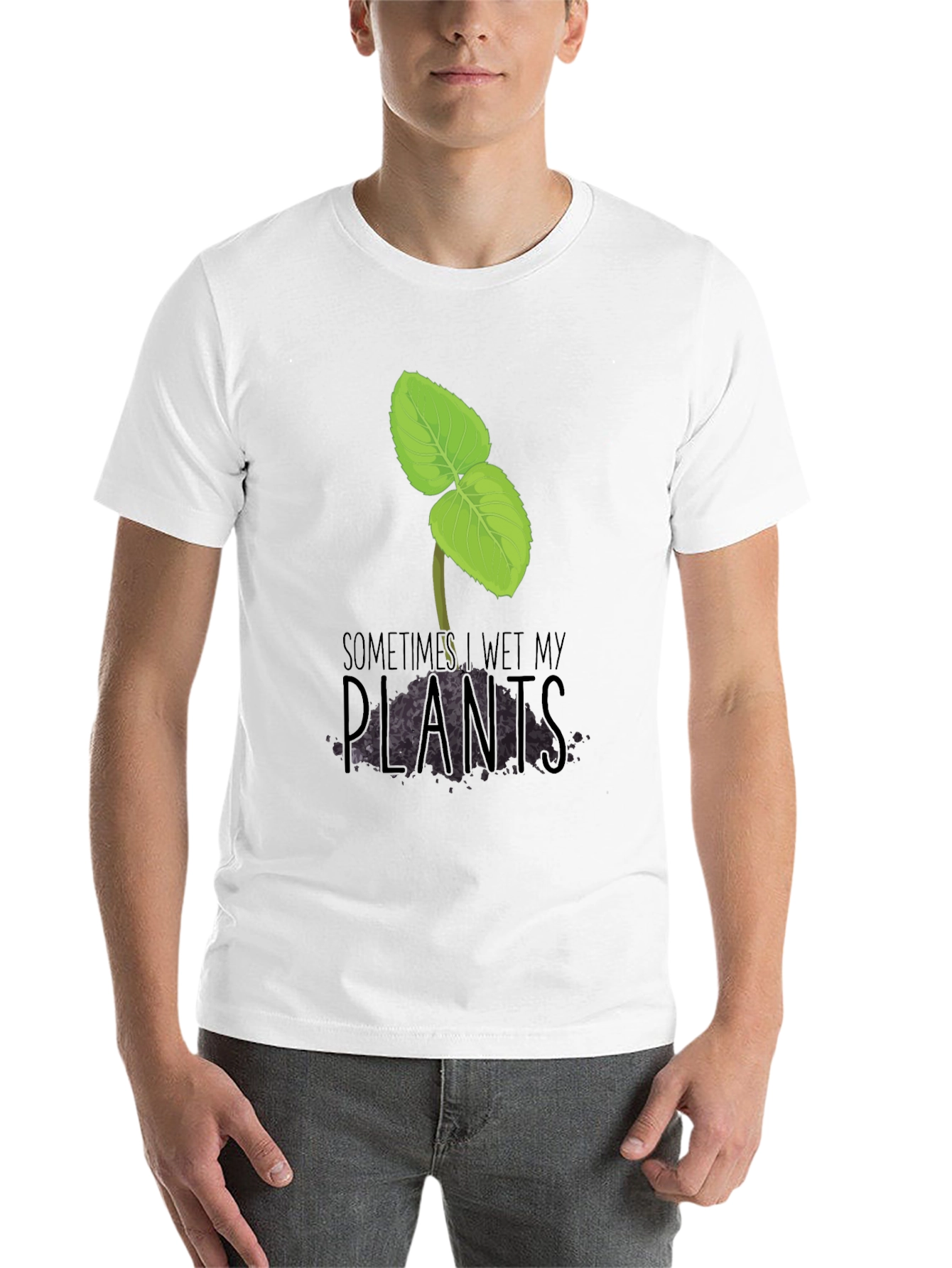 Black Funny 'Sometimes I Wet My Plants' Graphic Tee view 14