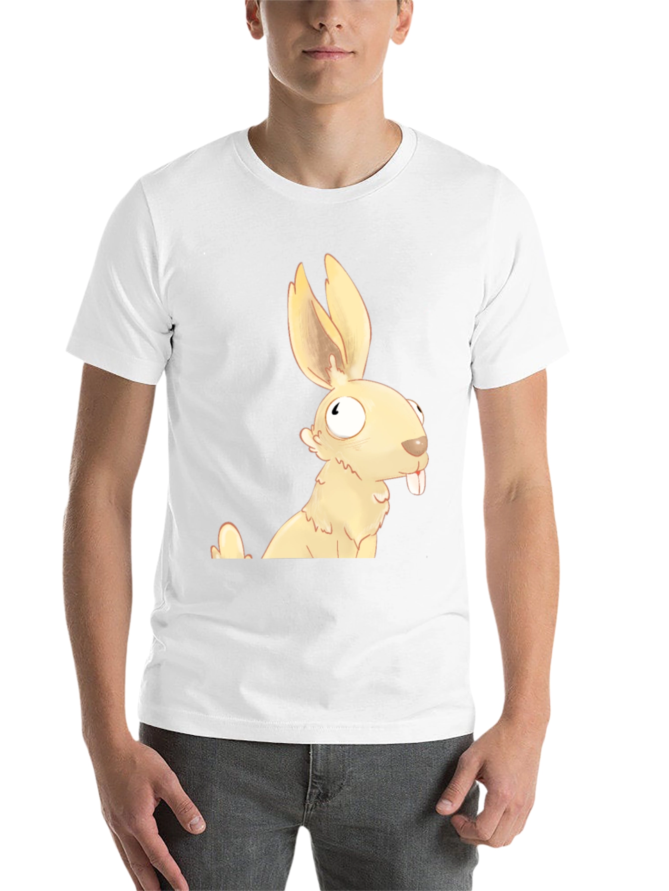 Black Funny Cartoon Rabbit Graphic T-Shirt view 14