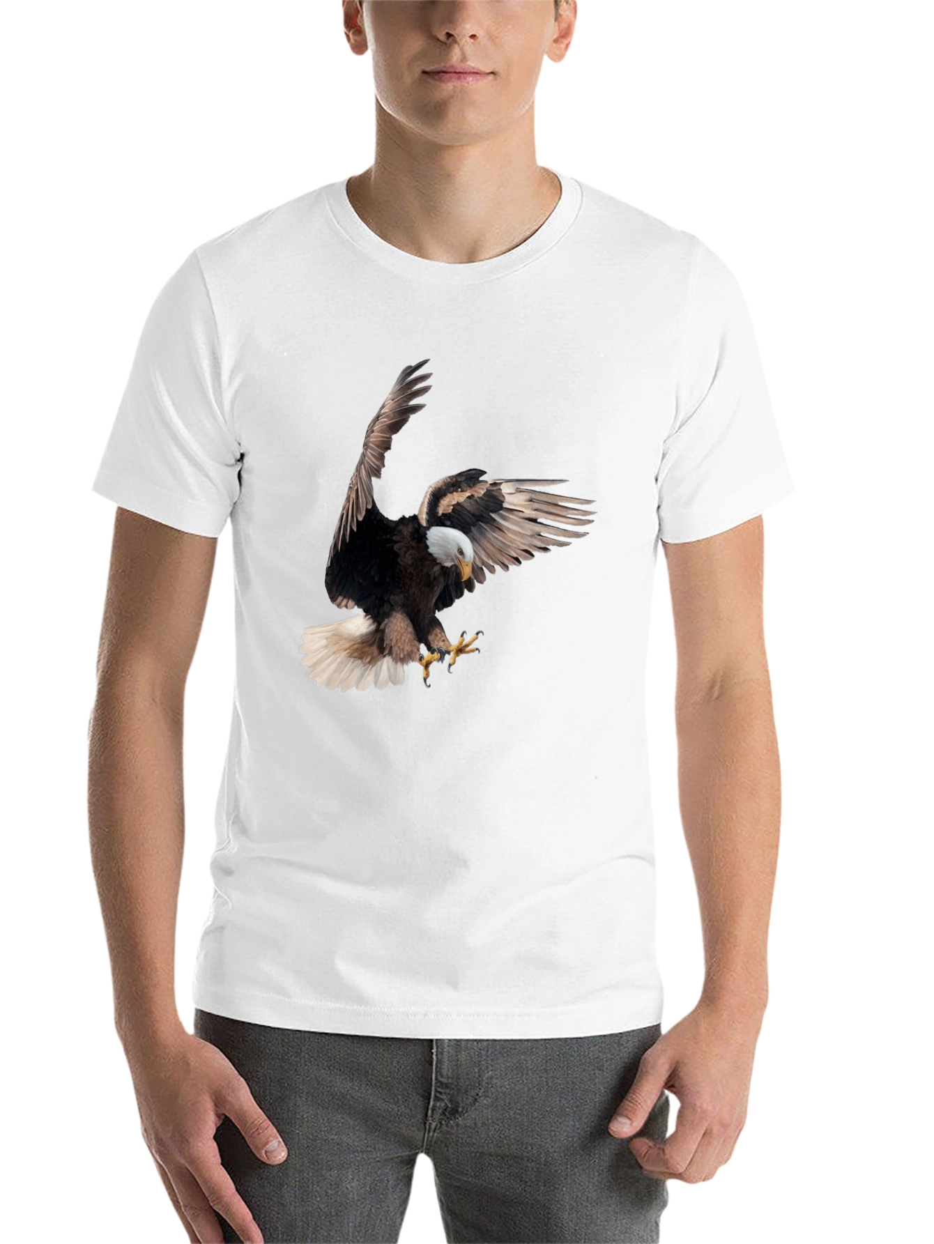 Black Bald Eagle Graphic Tee - Black Cotton Blend view 14