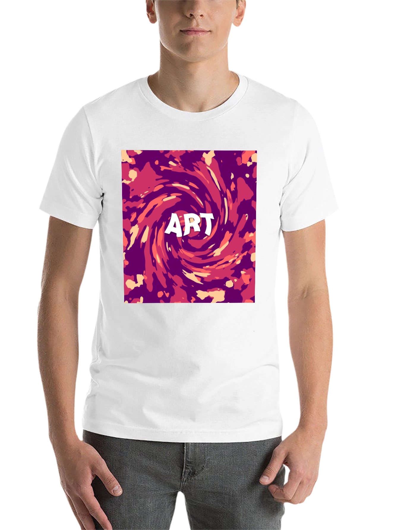 Black Abstract Art Swirl Graphic Print T-Shirt view 14