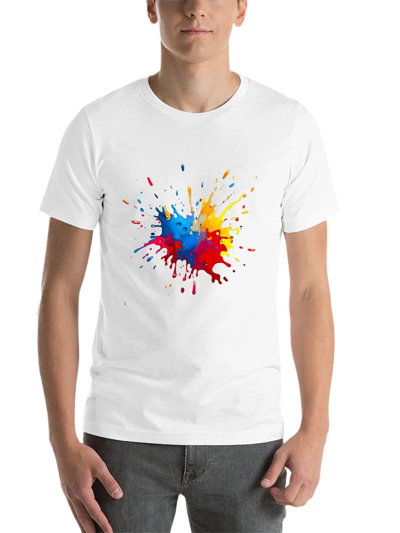 Black Colorful Paint Splatter Graphic T-Shirt view 14