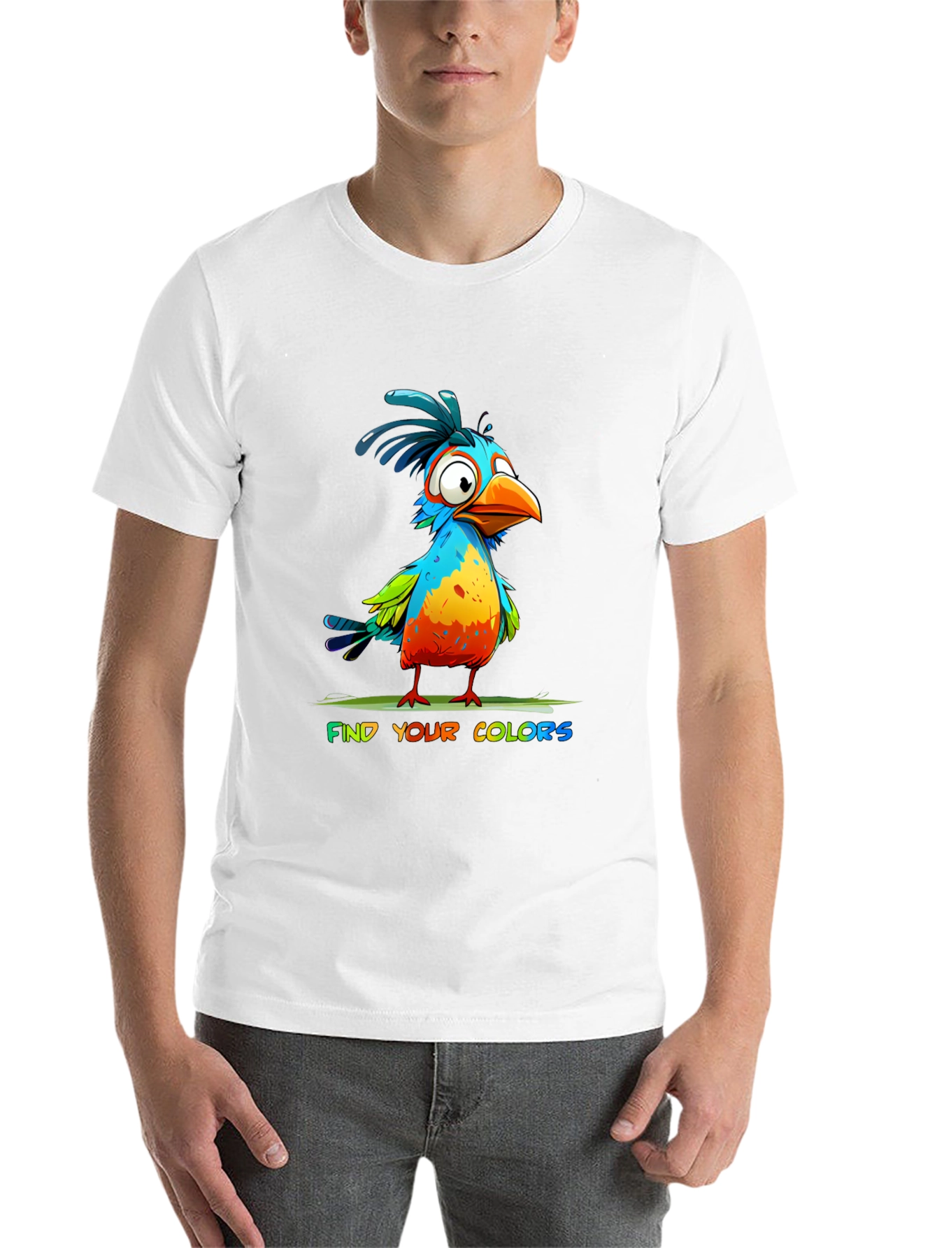 Black Colorful Cartoon Bird T-Shirt - Find Your Colors view 14