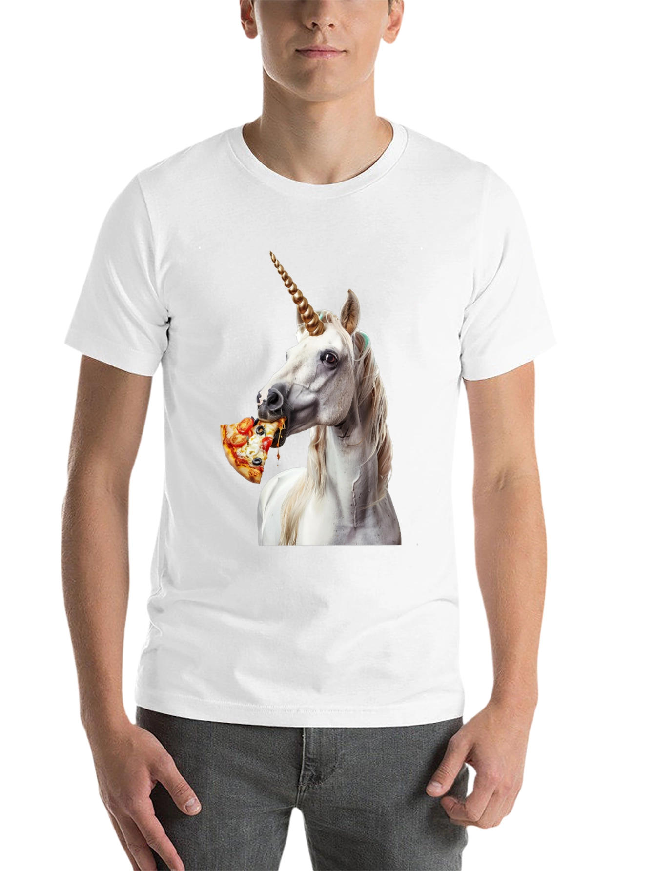 Black Unicorn Eating Pizza Graphic Tee view 14