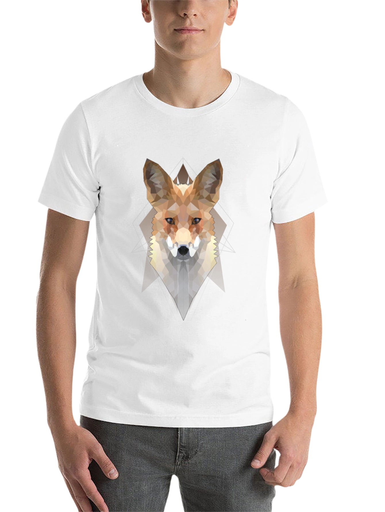 Black Geometric Fox Graphic Tee - Men's Black T-Shirt view 14