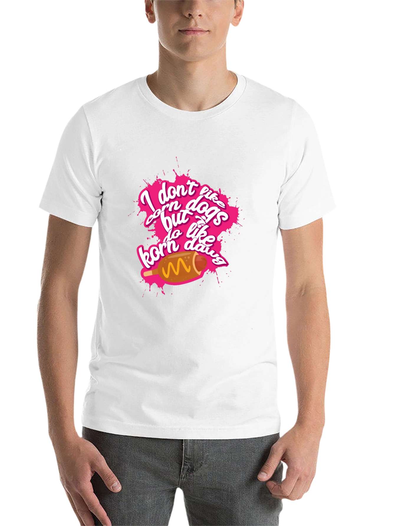Black I Don't Like Corn Dogs Funny Graphic Tee view 14