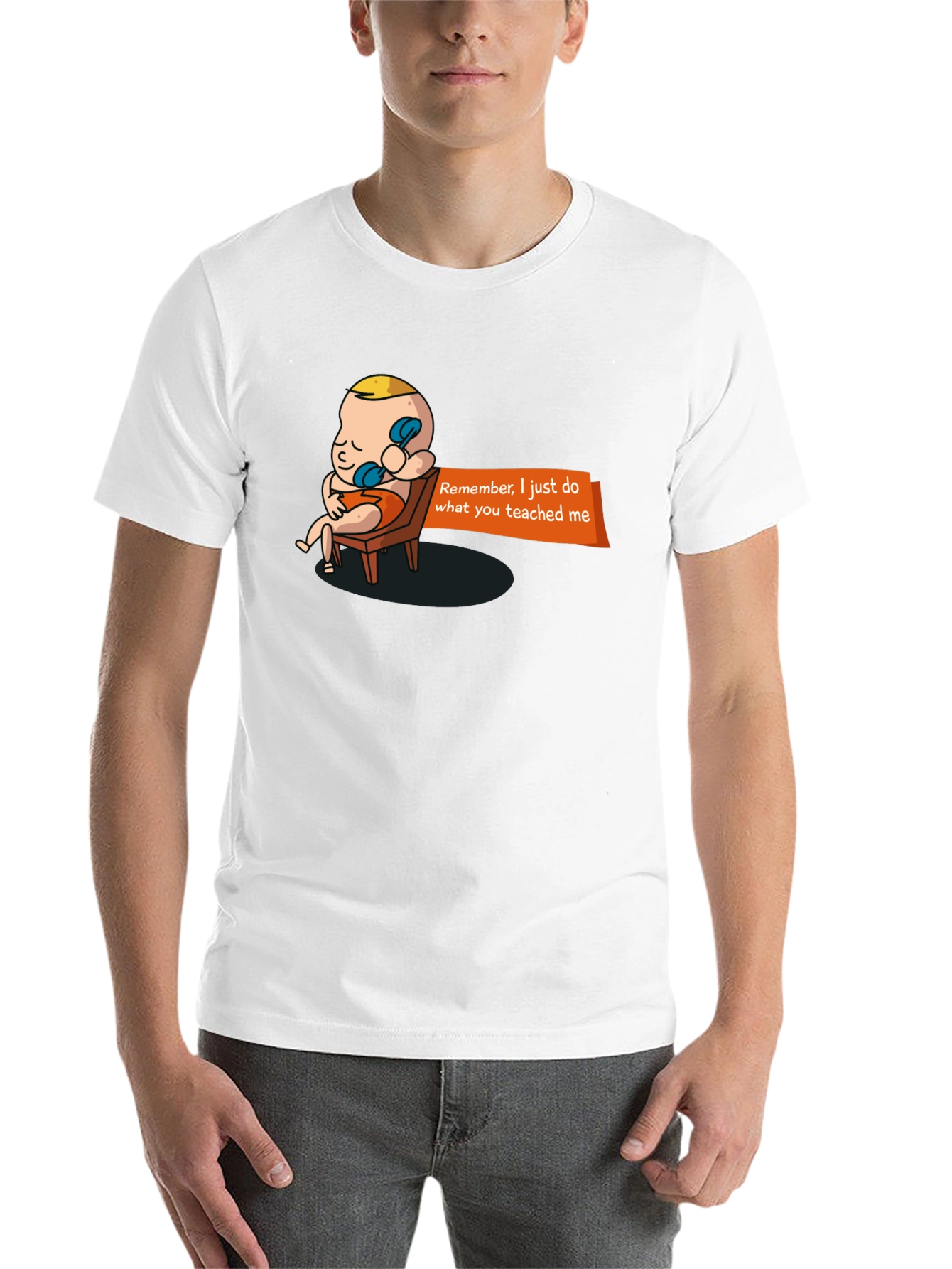 Black Funny Baby On Phone Graphic Tee - Remember What You Taught Me! view 14